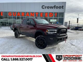 <b>Sunroof, Premium Audio, Blind Spot Detection, RamBox!</b><br> <br> <br> <br>  Get the job done in comfort and style in this extremely capable Ram 2500 HD. <br> <br>Endlessly capable, this 2024 Ram 2500HD pulls out all the stops, and has the towing capacity that sets it apart from the competition. On top of its proven Ram toughness, this Ram 2500HD has an ultra-quiet cabin full of amazing tech features that help make your workday more enjoyable. Whether youre in the commercial sector or looking for serious recreational towing rig, this impressive 2500HD is ready for anything that you are.<br> <br> This red pearl Crew Cab 4X4 pickup   has an automatic transmission and is powered by a  410HP 6.4L 8 Cylinder Engine.<br> <br> Our 2500s trim level is Power Wagon. Upgrading to this ultra capable Ram 2500 Power Wagon is a great choice as it comes well equipped with an exclusive Power Wagon front grille, durable powder-coated bumpers, wider fender flares, unique aluminum wheels, special embossed seats and a power driver seat. It also has electronic locking differentials for unmatched off-road capability, skid plates, power heated trailer mirrors, a great sound system with a larger 8.4 inch touchscreen, Apple CarPlay, Android Auto and wireless streaming audio, LED headlamps and fog lights, push button start with proximity sensors, cargo box lights, a class V hitch receiver, a rear view camera and a heavy duty off-road suspension that is designed to handle whatever you put in front of it! This vehicle has been upgraded with the following features: Sunroof, Premium Audio, Blind Spot Detection, Rambox. <br><br> <br>To apply right now for financing use this link : <a href=https://www.crowfootdodgechrysler.com/tools/autoverify/finance.htm target=_blank>https://www.crowfootdodgechrysler.com/tools/autoverify/finance.htm</a><br><br> <br/> Total  cash rebate of $4000 is reflected in the price. Credit includes $4,000 Consumer Cash Discount. <br> Buy this vehicle now for the lowest bi-weekly payment of <b>$574.47</b> with $0 down for 96 months @ 6.49% APR O.A.C. ( Plus GST  documentation fee    / Total Obligation of $119490  ).  Incentives expire 2024-02-29.  See dealer for details. <br> <br>We pride ourselves in consistently exceeding our customers expectations. Please dont hesitate to give us a call.<br> Come by and check out our fleet of 80+ used cars and trucks and 180+ new cars and trucks for sale in Calgary.  o~o
