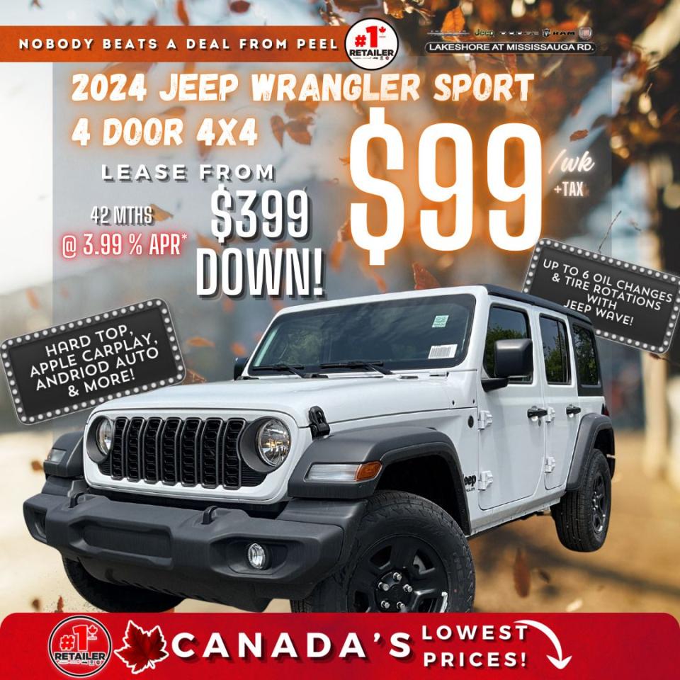 New 2024 Jeep Wrangler SPORT 4DR | HARDTOP | CARPLAY | 4G WIFI HOTSPOT for sale in Mississauga, ON