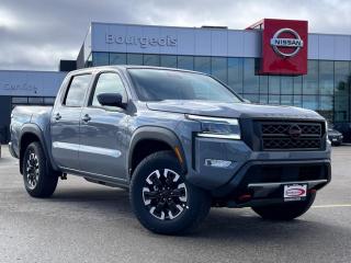 <b>Off-Road Package,  Navigation,  360 Camera,  Heated Seats,  Apple CarPlay!</b><br> <br> <br> <br>  With relentless power and capability, this 2024 Nissan Frontier is as rough and tumble as it looks. <br> <br>Massive power and massive fun, this 2024 Frontier proves that size isnt everything. Full of fun features for both work and play, along with best-in-class standard horsepower, this 2024 Frontier really is the king of midsize trucks. If you want one truck that can do it all in style and comfort, this 2024 Nissan Frontier is an easy choice.<br> <br> This kby Crew Cab 4X4 pickup   has an automatic transmission and is powered by a  310HP 3.8L V6 Cylinder Engine.<br> <br> Our Frontiers trim level is Crew Cab PRO-4X. This Frontier Pro is fully equipped for work or play with added NissanConnect with navigation and wi-fi, Bilstein shocks, a driver selectable rear locking diff, Class III towing equipment, three skid plates, a spray in bed liner, a rear step bumper, and a 360-degree camera with off-road mode. This midsize truck is an everyday workhorse with Class III towing equipment with sway control, automatic locking hubs, tow hooks, automatic LED headlamps, fog lamps, and two 120V outlets. Stay connected with modern technology features such as touchscreen with voice activation, Apple CarPlay, and Android Auto. Other great features include remote keyless entry and push button start, collision mitigation, lane departure warning, blind spot warning, and distance pacing. This vehicle has been upgraded with the following features: Off-road Package,  Navigation,  360 Camera,  Heated Seats,  Apple Carplay,  Android Auto,  Blind Spot Detection. <br><br> <br>To apply right now for financing use this link : <a href=https://www.bourgeoisnissan.com/finance/ target=_blank>https://www.bourgeoisnissan.com/finance/</a><br><br> <br/><br>Discount on vehicle represents the Cash Purchase discount applicable and is inclusive of all non-stackable and stackable cash purchase discounts from Nissan Canada and Bourgeois Midland Nissan and is offered in lieu of sub-vented lease or finance rates. To get details on current discounts applicable to this and other vehicles in our inventory for Lease and Finance customer, see a member of our team. </br></br>Since Bourgeois Midland Nissan opened its doors, we have been consistently striving to provide the BEST quality new and used vehicles to the Midland area. We have a passion for serving our community, and providing the best automotive services around.Customer service is our number one priority, and this commitment to quality extends to every department. That means that your experience with Bourgeois Midland Nissan will exceed your expectations  whether youre meeting with our sales team to buy a new car or truck, or youre bringing your vehicle in for a repair or checkup.Building lasting relationships is what were all about. We want every customer to feel confident with his or her purchase, and to have a stress-free experience. Our friendly team will happily give you a test drive of any of our vehicles, or answer any questions you have with NO sales pressure.We look forward to welcoming you to our dealership located at 760 Prospect Blvd in Midland, and helping you meet all of your auto needs!<br> Come by and check out our fleet of 20+ used cars and trucks and 90+ new cars and trucks for sale in Midland.  o~o