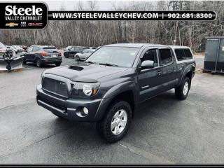 Value Market Pricing, 4.0L 6-Cylinder SMPI DOHC 24V, 4WD.Gray 2010 Toyota Tacoma V6 4WD 5-Speed Automatic 4.0L 6-Cylinder SMPI DOHC 24V Come visit Annapolis Valleys GM Giant! We do not inflate our prices! We utilize state of the art live software technology to help determine the best price for our used inventory. That technology provides our customers with Fair Market Value Pricing!. Come see us and ask us about the Market Pricing Report on any of our used vehicles.Certified. Certification Program Details: 2 Years MVI Fresh Oil Change Full Tank Of Gas Full Vehicle DetailSteele Valley Chevrolet Buick GMC offers a wide range of new and used cars to Kentville drivers. Our vehicles undergo a 117-point check before being put out for sale, and they also come with a warranty and an auto-check certified history. We also provide concise financing options to you. If local dealerships in your vicinity do not have the models and prices you are looking for, look no further and head straight to Steele Valley Chevrolet Buick GMC. We will make sure that we satisfy your expectations and let you leave with a happy face.