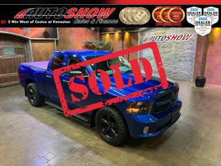 *** <strong>SPORTY BLUE STREAK PEARL BLACKOUT PKG! *** TONNEAU COVER, REMOTE START, SPRAY-IN LINER, STEP BARS!! *** TOYO OPEN COUNTRY TIRES, TOW PACKAGE, 20-INCH BLACKOUT WHEELS!!! *** </strong>Absolutely stunning colour combination - blue pearl with a black and grey two-tone interior... This Ram really pops!! Very well-maintained vehicle, beautiful shape inside and out, must be seen. Fitted with tons of factory upgrades like the <strong>PREFERRED PACKAGE </strong>(like a Sport Appearance Package) w/ Colour-Matched Bumpers, Grille & Front Fascia......<strong>FOG LIGHTS</strong>......Spray-In <strong>BEDLINER</strong>......<strong>TONNEAU COVER</strong>......<b>RUNNING BOARDS</b>......<strong>REMOTE START</strong>......Mud Flaps Front & Rear.....Power Heated Mirrors!! <strong>BLACKOUT PACKAGE </strong>w/ <strong>20X8 INCH SEMI GLOSS BLACK ALLOY RIMS</strong>......Blackout Headlights, Exterior Mirrors, Door Handles, Running Boards, Emblems! This sporty Ram is loaded with many more great features like a <strong>MULTIMEDIA TOUCHSCREEN </strong>w/ Bluetooth Connectivity......Locking Tailgate......<strong>BACKUP CAMERA</strong>......Steering Wheel Media & Cruise Controls......SiriusXM Ready......Box Lighting......Digital Vehicle Information Centre......Power Convenience Package (Windows, Locks, Mirrors)......Folding Rear Bench......<b>KEYLESS ENTRY</b>......Factory <strong>TOW PACKAGE </strong>w/ 4-Pin & 7-Pin Connectors......Tow/Haul Mode......Class IV Hitch Receiver......Auxiliary Transmission Oil Cooler......<strong>3.6L VVT V6 ENGINE</strong>......Factory Optioned <strong>8 SPEED AUTOMATIC TRANSMISSION</strong>......Electronic Shift on the Fly <strong>4X4/4WD </strong>w/ Lo & Lock......Traction Control......<strong>20 INCH BLACK ALLOYS</strong> w/ <strong>BIG TREAD TOYO A/T III TIRES</strong>!!<br /><br />This Stunner of a Ram 1500 comes with all Original Books & Manuals, two sets of Keys & Fobs, and Fitted All Weather Mats. Only 118,000 kms, now sale priced at just $24,300 with Financing & Extended Warranty available!!<br /><br /><br />Will accept trades. Please call (204)560-6287 or View at 3165 McGillivray Blvd. (Conveniently located two minutes West from Costco at corner of Kenaston and McGillivray Blvd.)<br /><br />In addition to this please view our complete inventory of used <a href=\https://www.autoshowwinnipeg.com/used-trucks-winnipeg/\>trucks</a>, used <a href=\https://www.autoshowwinnipeg.com/used-cars-winnipeg/\>SUVs</a>, used <a href=\https://www.autoshowwinnipeg.com/used-cars-winnipeg/\>Vans</a>, used <a href=\https://www.autoshowwinnipeg.com/new-used-rvs-winnipeg/\>RVs</a>, and used <a href=\https://www.autoshowwinnipeg.com/used-cars-winnipeg/\>Cars</a> in Winnipeg on our website: <a href=\https://www.autoshowwinnipeg.com/\>WWW.AUTOSHOWWINNIPEG.COM</a><br /><br />Complete comprehensive warranty is available for this vehicle. Please ask for warranty option details. All advertised prices and payments plus taxes (where applicable).<br /><br />Winnipeg, MB - Manitoba Dealer Permit # 4908        <p>Sold to another happy customer</p>