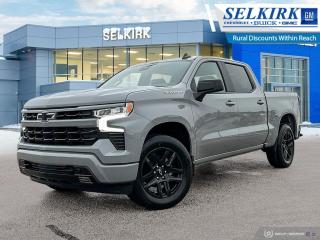 <b>Fog Lights,  Aluminum Wheels,  Remote Start,  EZ Lift Tailgate,  Forward Collision Alert!</b><br> <br> <br> <br>  With a bold profile and distinctive stance, this 2024 Silverado turns heads and makes a statement on the jobsite, out in town or wherever life leads you. <br> <br>This 2024 Chevrolet Silverado 1500 stands out in the midsize pickup truck segment, with bold proportions that create a commanding stance on and off road. Next level comfort and technology is paired with its outstanding performance and capability. Inside, the Silverado 1500 supports you through rough terrain with expertly designed seats and robust suspension. This amazing 2024 Silverado 1500 is ready for whatever.<br> <br> This slate grey metallic Crew Cab 4X4 pickup   has an automatic transmission and is powered by a  310HP 2.7L 4 Cylinder Engine.<br> <br> Our Silverado 1500s trim level is RST. This 1500 RST comes with Silverardos legendary capability and was made to be a stylish daily pickup truck that has the perfect amount of essential equipment. This incredible truck comes loaded with blacked out exterior accents, body colored bumpers, Chevrolets Premium Infotainment 3 system thats paired with a larger touchscreen display, wireless Apple CarPlay and Android Auto, 4G LTE hotspot and SiriusXM. Additional features include LED front fog lights, remote engine start, an EZ Lift tailgate, unique aluminum wheels, a power driver seat, forward collision warning with automatic braking, intellibeam headlights, dual-zone climate control, lane keep assist, Teen Driver technology, a trailer hitch and a HD rear view camera. This vehicle has been upgraded with the following features: Fog Lights,  Aluminum Wheels,  Remote Start,  Ez Lift Tailgate,  Forward Collision Alert,  Lane Keep Assist,  Android Auto. <br><br> <br>To apply right now for financing use this link : <a href=https://www.selkirkchevrolet.com/pre-qualify-for-financing/ target=_blank>https://www.selkirkchevrolet.com/pre-qualify-for-financing/</a><br><br> <br/> Weve discounted this vehicle $2757.    Incentives expire 2024-04-30.  See dealer for details. <br> <br>Selkirk Chevrolet Buick GMC Ltd carries an impressive selection of new and pre-owned cars, crossovers and SUVs. No matter what vehicle you might have in mind, weve got the perfect fit for you. If youre looking to lease your next vehicle or finance it, we have competitive specials for you. We also have an extensive collection of quality pre-owned and certified vehicles at affordable prices. Winnipeg GMC, Chevrolet and Buick shoppers can visit us in Selkirk for all their automotive needs today! We are located at 1010 MANITOBA AVE SELKIRK, MB R1A 3T7 or via phone at 204-482-1010.<br> Come by and check out our fleet of 80+ used cars and trucks and 190+ new cars and trucks for sale in Selkirk.  o~o