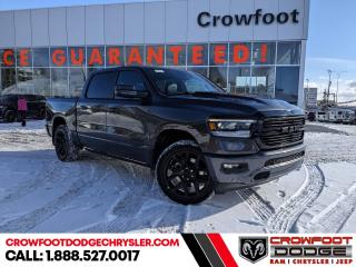 <b>Sunroof, Night Edition, Running Boards, Blind Spot Detection, Trailer Hitch!</b><br> <br> <br> <br>  Make light work of tough jobs in this 2024 Ram 1500, with exceptional towing, torque and payload capability. <br> <br>The Ram 1500s unmatched luxury transcends traditional pickups without compromising its capability. Loaded with best-in-class features, its easy to see why the Ram 1500 is so popular. With the most towing and hauling capability in a Ram 1500, as well as improved efficiency and exceptional capability, this truck has the grit to take on any task.<br> <br> This granite crystal Crew Cab 4X4 pickup   has an automatic transmission and is powered by a  395HP 5.7L 8 Cylinder Engine.<br> <br> Our 1500s trim level is Sport. This RAM 1500 Sport throws in some great comforts such as power-adjustable heated front seats with lumbar support, dual-zone climate control, power-adjustable pedals, deluxe sound insulation, and a heated leather-wrapped steering wheel. Connectivity is handled by an upgraded 12-inch display powered by Uconnect 5W with inbuilt navigation, mobile internet hotspot access, smart device integration, and a 10-speaker audio setup. Additional features include power folding exterior mirrors, a power rear window with defrosting, class II towing equipment including a hitch, wiring harness and trailer sway control, heavy-duty suspension, cargo box lighting, and a locking tailgate. This vehicle has been upgraded with the following features: Sunroof, Night Edition, Running Boards, Blind Spot Detection, Trailer Hitch. <br><br> <br>To apply right now for financing use this link : <a href=https://www.crowfootdodgechrysler.com/tools/autoverify/finance.htm target=_blank>https://www.crowfootdodgechrysler.com/tools/autoverify/finance.htm</a><br><br> <br/>   <br> Buy this vehicle now for the lowest bi-weekly payment of <b>$532.20</b> with $0 down for 96 months @ 4.99% APR O.A.C. ( Plus GST  documentation fee    / Total Obligation of $110698  ).  Incentives expire 2024-02-29.  See dealer for details. <br> <br>We pride ourselves in consistently exceeding our customers expectations. Please dont hesitate to give us a call.<br> Come by and check out our fleet of 80+ used cars and trucks and 180+ new cars and trucks for sale in Calgary.  o~o