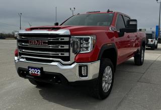 <p style=text-align: center;><span style=font-size: 18pt;><strong>2022 GMC SIERRA 2500 4WD CREW CAB 159 SLE</strong></span></p><p style=text-align: center;><span style=font-size: 18pt;><span style=font-size: 24px;><strong>DURAMAX 6.6L V8 TURBO DIESEL</strong></span></span></p><p style=text-align: center;><span style=font-size: 14pt;>445 HORSEPOWER / 910 LB-FT OF TORQUE</span></p><p style=text-align: center;><span style=font-size: 14pt;>TOWING CAPACITY: 18,500 LBS / PAYLOAD: 3,597 LBS GVWR: 11,350 LBS</span></p><p style=text-align: center;><strong><span style=font-size: 18pt;>ALLISON 10-SPEED AUTOMATIC TRANSMISSION</span></strong></p><p style=text-align: center;><span style=font-size: 18pt;><span style=font-size: 24px;><strong>20 6-SPOKE ALUMINUM WHEELS W/ ACCENTS</strong></span></span></p><p style=text-align: center;> </p><p style=text-align: center;><strong><span style=font-size: 18.6667px;>PERFORMANCE & MECHANICAL</span></strong></p><p style=text-align: center;><span style=font-size: 14pt;>Auto Locking Rear Differential, 2-Speed Electronic Transfer Case, 220 Amp Alternator, High Capacity Air Cleaner, Independent Front Suspension, Multi-Leaf Rear Spring Suspension, Stabilitrak w/ Trailer Sway Control & Hill Start Assist, Brake Pad Monitoring, Trailering Package, Trailer Brake Controller</span></p><p style=text-align: center;><strong><span style=font-size: 18.6667px;>CONNECTIVITY & TECHNOLOGY</span></strong></p><p style=text-align: center;><span style=font-size: 14pt;>Onstar Services & Wi-Fi Hotspot Capable, SiriusXM Radio Capable, Colour Driver Info Centre</span></p><p style=text-align: center;><strong><span style=font-size: 14pt;>INTERIOR</span></strong></p><p style=text-align: center;><span style=font-size: 14pt;>Rear HVAC Vents,  Leather Wrapped Steering Wheel, Carpeted Floor Covering</span></p><p style=text-align: center;><strong><span style=font-size: 14pt;>EXTERIOR</span></strong></p><p style=text-align: center;><span style=font-size: 14pt;>Cornerstep Rear Bumper Side Bedsteps, 12 Fixed Cargo Tie Downs, Power Adjustable Heated Trailering Mirrors, GMC LED Side Marker Lights, LED Daytime Running Lamps, LED Reflector Headlamps, Front Recovery Hooks, GMC MultiPro Tailgate</span></p><p style=text-align: center;> </p><p style=text-align: center;><strong><span style=font-size: 14pt;>OPTIONAL EQUIPMENT</span></strong></p><p style=text-align: center;><span style=font-size: 14pt;><em><span style=text-decoration: underline;>Kodiak Package:</span></em><br /></span><span style=font-size: 14pt;>Dual-Zone Climate Control, 10-way Driver Seat Power Adjuster Including Lumbar, Heated Driver and Front Passenger Seats, Heated Steering Wheel, Manual Tilt and Telescoping Steering Column, Rear-Window Defogger, Keyless Open and Start, Steering Column Lock, Remote Vehicle Start, Content Theft Alarm, Front Under-seat Storage, 2nd Row USB Ports (2) Charge-only, LED Cargo Bed Lighting, Rear Auxiliary Power Outlet, 12-volt LED Fog Lamps, LED Roof Marker Lamps, Spray-on Bedliner </span></p><p style=text-align: center;><em><span style=text-decoration: underline;><span style=font-size: 14pt;>Preferred Package:<br /></span></span></em><span style=font-size: 14pt;>120-volt I.P. Power Outlet, 120-volt Cargo Box Power Outlet, GMC Premium Infotainment System w/ 8 HD Colour Touchscreen, Voice Recognition, Apple Carplay & Android Auto Capable, In-vehicle Apps and Personalization Capable, HD Rear Vision Camera, USB Ports, Hitch Guidance w/ Hitch View, In-vehicle Trailering App, Universal Home Remote, Rear Sliding Power Window, Cloth Rear Seats with Storage  Package, 60/40 Folding Bench</span></p><p style=text-align: center;><em><span style=text-decoration: underline;><span style=font-size: 14pt;>Duramax 6.6l V8 Turbo Diesel</span></span></em></p><p style=text-align: center;><span style=font-size: 14pt;><em><span style=text-decoration: underline;>20 6-spoke Aluminum </span></em></span><span style=font-size: 14pt;><span style=text-decoration: underline;><em>Wheels w/ Accents</em></span></span></p><p style=text-align: center;><em><span style=text-decoration: underline;><span style=font-size: 14pt;>Blackwall High Idle Switch</span></span></em></p><p style=text-align: center;><em><span style=text-decoration: underline;><span style=font-size: 14pt;>Wheel Locks</span></span></em></p><p style=text-align: center;> </p><p style=text-align: center;> </p><p style=box-sizing: border-box; margin-bottom: 1rem; margin-top: 0px; color: #212529; font-family: -apple-system, BlinkMacSystemFont, Segoe UI, Roboto, Helvetica Neue, Arial, Noto Sans, Liberation Sans, sans-serif, Apple Color Emoji, Segoe UI Emoji, Segoe UI Symbol, Noto Color Emoji; font-size: 16px; background-color: #ffffff; text-align: center; line-height: 1;><span style=box-sizing: border-box; font-family: arial, helvetica, sans-serif;><span style=box-sizing: border-box; font-weight: bolder;><span style=box-sizing: border-box; font-size: 14pt;>Here at Lanoue/Amfar Sales, Service & Leasing in Tilbury, we take pride in providing the public with a wide variety of High-Quality Pre-owned Vehicles. We recondition and certify our vehicles to a level of excellence that exceeds the Status Quo. We treat our Customers like family and provide the highest level of service from Start to Finish. If you’d like a smooth & stress-free car shopping experience, give one of our Sales Associates a call at 1-844-682-3325 to help you find your next NEW-TO-YOU vehicle!</span></span></span></p><p style=box-sizing: border-box; margin-bottom: 1rem; margin-top: 0px; color: #212529; font-family: -apple-system, BlinkMacSystemFont, Segoe UI, Roboto, Helvetica Neue, Arial, Noto Sans, Liberation Sans, sans-serif, Apple Color Emoji, Segoe UI Emoji, Segoe UI Symbol, Noto Color Emoji; font-size: 16px; background-color: #ffffff; text-align: center; line-height: 1;><span style=box-sizing: border-box; font-family: arial, helvetica, sans-serif;><span style=box-sizing: border-box; font-weight: bolder;><span style=box-sizing: border-box; font-size: 14pt;>Although we try to take great care in being accurate with the information in this listing, from time to time, errors occur. The vehicle is priced as it is physically equipped. Minor variances will not effect pricing. Please verify the vehicle is As Expected when you visit. Thank You!</span></span></span></p>