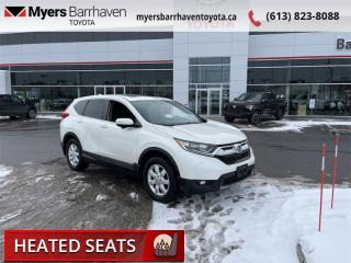 <b>Sunroof,  Leather Seats,  Heated Steering Wheel,  Rear View Camera,  Heated Seats!</b><br> <br>  Compare at $24854 - Our Live Market Price is just $23898! <br> <br>   If youre shopping for a top shelf compact SUV, the CR-V remains one of your best bets, says Edmunds. This  2018 Honda CR-V is for sale today in Ottawa. <br> <br>A focus on practical design, this versatile 2018 Honda CR-V offers a family-friendly space with plenty of room and a thoughtful design. Ample storage and comfort features ensure this is a place to relax no matter the destination. A classy SUV, this model is economical while still offering plenty of fun. This  SUV has 102,954 kms. Its  white in colour  . It has an automatic transmission and is powered by a  190HP 1.5L 4 Cylinder Engine.  <br> <br> Our CR-Vs trim level is EX-L AWD. The EX-L trim brings some luxury to this versatile crossover. It comes with leather seats which are heated in front, a heated, leather-wrapped steering wheel, a seven-inch audio display with Bluetooth, SiriusXM, and USB ports, a power liftgate, a power sunroof, aluminum wheels, dual-zone automatic climate control, a rearview camera, lane departure warning, collision mitigation braking system, and more. This vehicle has been upgraded with the following features: Sunroof,  Leather Seats,  Heated Steering Wheel,  Rear View Camera,  Heated Seats,  Bluetooth,  Power Tailgate. <br> <br>To apply right now for financing use this link : <a href=https://www.myersbarrhaventoyota.ca/quick-approval/ target=_blank>https://www.myersbarrhaventoyota.ca/quick-approval/</a><br><br> <br/><br> Buy this vehicle now for the lowest bi-weekly payment of <b>$182.77</b> with $0 down for 84 months @ 9.99% APR O.A.C. ( Plus applicable taxes -  Plus applicable fees   ).  See dealer for details. <br> <br>At Myers Barrhaven Toyota we pride ourselves in offering highly desirable pre-owned vehicles. We truly hand pick all our vehicles to offer only the best vehicles to our customers. No two used cars are alike, this is why we have our trained Toyota technicians highly scrutinize all our trade ins and purchases to ensure we can put the Myers seal of approval. Every year we evaluate 1000s of vehicles and only 10-15% meet the Myers Barrhaven Toyota standards. At the end of the day we have mutual interest in selling only the best as we back all our pre-owned vehicles with the Myers *LIFETIME ENGINE TRANSMISSION warranty. Thats right *LIFETIME ENGINE TRANSMISSION warranty, were in this together! If we dont have what youre looking for not to worry, our experienced buyer can help you find the car of your dreams! Ever heard of getting top dollar for your trade but not really sure if you were? Here we leave nothing to chance, every trade-in we appraise goes up onto a live online auction and we get buyers coast to coast and in the USA trying to bid for your trade. This means we simultaneously expose your car to 1000s of buyers to get you top trade in value. <br>We service all makes and models in our new state of the art facility where you can enjoy the convenience of our onsite restaurant, service loaners, shuttle van, free Wi-Fi, Enterprise Rent-A-Car, on-site tire storage and complementary drink. Come see why many Toyota owners are making the switch to Myers Barrhaven Toyota. <br>*LIFETIME ENGINE TRANSMISSION WARRANTY NOT AVAILABLE ON VEHICLES WITH KMS EXCEEDING 140,000KM, VEHICLES 8 YEARS & OLDER, OR HIGHLINE BRAND VEHICLE(eg. BMW, INFINITI. CADILLAC, LEXUS...) o~o