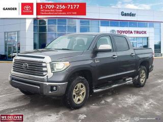 New Price!2021 Toyota Tundra Platinum 1794 6-Speed Automatic 4WD 5.7L DOHCMagnetic Gray MetallicOdometer is 11827 kilometers below market average!ALL CREDIT APPLICATIONS ACCEPTED! ESTABLISH OR REBUILD YOUR CREDIT HERE. APPLY AT https://steeleadvantagefinancing.com/?dealer=7148 We know that you have high expectations in your car search in NL. So, if youre in the market for a pre-owned vehicle that undergoes our exclusive inspection protocol, stop by Gander Toyota. Were confident we have the right vehicle for you. Here at Gander Toyota, we enjoy the challenge of meeting and exceeding customer expectations in all things automotive.**Market Value Pricing**, 1794 Edition, 4WD, Brown/Black Leather, Active Cruise Control, Air Conditioning, Apple CarPlay/Android Auto, Exterior Parking Camera Rear, Heated & Ventilated Front Bucket Seats, Memory seat, Navigation System, Power driver seat.Steele Auto Group is the most diversified group of automobile dealerships in Atlantic Canada, with 34 dealerships selling 27 brands and an employee base of over 1000. Sales are up by double digits over last year and the plan going forward is to expand further into Atlantic Canada. PLEASE CONFIRM WITH US THAT ALL OPTIONS, FEATURES AND KILOMETERS ARE CORRECT.Awards:* JD Power Canada Initial Quality Study (IQS) * ALG Canada Residual Value Awards