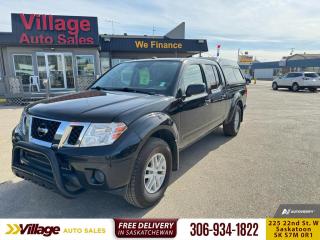 <b>Bluetooth,  SiriusXM,  Aluminum Wheels,  Air Conditioning,  Steering Wheel Audio Control!</b><br> <br> We sell high quality used cars, trucks, vans, and SUVs in Saskatoon and surrounding area.<br> <br>   Capability, comfort, and style all come standard on this rugged Nissan Frontier. This  2018 Nissan Frontier is for sale today. <br> <br>Go down the path less traveled, on-road or off. Power through every job, big or small. Open up to more possibilities. Hitch up your weekend toys and go in this Nissan Frontier. It has toughness for the work site and rugged capability to take you off the map. With an efficient, mid-size body, this Frontier saves you money at the pump and space in your garage. Work hard and play hard with this Nissan Frontier. This  Crew Cab 4X4 pickup  has 132,218 kms. Its  black in colour  . It has a 5 speed automatic transmission and is powered by a  261HP 4.0L V6 Cylinder Engine.  <br> <br> Our Frontiers trim level is SV. The SV trim offers a satisfying blend of features and value in this Frontier. It comes with an AM/FM CD player with a USB port and SiriusXM, Bluetooth hands-free phone system, power doors with remote keyless entry, power windows, air conditioning, steering wheel audio control, aluminum wheels, body-color front bumper, dual power heated mirrors, and more. This vehicle has been upgraded with the following features: Bluetooth,  Siriusxm,  Aluminum Wheels,  Air Conditioning,  Steering Wheel Audio Control. <br> <br>To apply right now for financing use this link : <a href=https://www.villageauto.ca/car-loan/ target=_blank>https://www.villageauto.ca/car-loan/</a><br><br> <br/><br> Buy this vehicle now for the lowest bi-weekly payment of <b>$181.76</b> with $0 down for 84 months @ 5.99% APR O.A.C. ( Plus applicable taxes -  Plus applicable fees   ).  See dealer for details. <br> <br><br> Village Auto Sales has been a trusted name in the Automotive industry for over 40 years. We have built our reputation on trust and quality service. With long standing relationships with our customers, you can trust us for advice and assistance on all your motoring needs. </br>

<br> With our Credit Repair program, and over 250 well-priced vehicles in stock, youll drive home happy, and thats a promise. We are driven to ensure the best in customer satisfaction and look forward working with you. </br> o~o