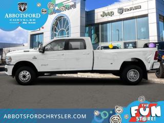 <br> <br>  This Ram 3500 HD is class-leader in the heavy-duty truck segment thanks to its refined interior, forgiving ride, and tremendous towing and hauling capabilities. <br> <br>Endlessly capable, this 2024 Ram 3500HD pulls out all the stops, and has the towing capacity that sets it apart from the competition. On top of its proven Ram toughness, this Ram 3500HD has an ultra-quiet cabin full of amazing tech features that help make your workday more enjoyable. Whether youre in the commercial sector or looking for serious recreational towing rig, this impressive 3500HD is ready for anything that you are.<br> <br> This bright white sought after diesel Crew Cab 4X4 pickup   has a 6 speed automatic transmission and is powered by a Cummins 370HP 6.7L Straight 6 Cylinder Engine.<br> <br> Our 3500s trim level is Big Horn. This Ram 3500 Big Horn comes with stylish aluminum wheels, a leather steering wheel, extremely capable class V towing equipment including a hitch, brake controller, wiring harness and trailer sway control, heavy-duty suspension, cargo box lighting, and a locking tailgate. Additional features include heated and power adjustable side mirrors, UCconnect 3, hands-free phone communication, push button start, cruise control, air conditioning, vinyl floor lining, and a rearview camera. This vehicle has been upgraded with the following features: 6.7 Cummins Turbo Diesel, Remote Engine Start, Auto Leveling Rear Air Suspension, Front Fog Lamps, Clearance Lamps, Auxiliary Switches . <br><br> View the original window sticker for this vehicle with this url <b><a href=http://www.chrysler.com/hostd/windowsticker/getWindowStickerPdf.do?vin=3C63R3HL0RG183371 target=_blank>http://www.chrysler.com/hostd/windowsticker/getWindowStickerPdf.do?vin=3C63R3HL0RG183371</a></b>.<br> <br/> Total  cash rebate of $9450 is reflected in the price. Credit includes $9,450 Consumer Cash Discount.  6.49% financing for 96 months. <br> Buy this vehicle now for the lowest weekly payment of <b>$273.01</b> with $0 down for 96 months @ 6.49% APR O.A.C. ( taxes included, Plus applicable fees   ).  Incentives expire 2024-07-02.  See dealer for details. <br> <br>Abbotsford Chrysler, Dodge, Jeep, Ram LTD joined the family-owned Trotman Auto Group LTD in 2010. We are a BBB accredited pre-owned auto dealership.<br><br>Come take this vehicle for a test drive today and see for yourself why we are the dealership with the #1 customer satisfaction in the Fraser Valley.<br><br>Serving the Fraser Valley and our friends in Surrey, Langley and surrounding Lower Mainland areas. Abbotsford Chrysler, Dodge, Jeep, Ram LTD carry premium used cars, competitively priced for todays market. If you don not find what you are looking for in our inventory, just ask, and we will do our best to fulfill your needs. Drive down to the Abbotsford Auto Mall or view our inventory at https://www.abbotsfordchrysler.com/used/.<br><br>*All Sales are subject to Taxes and Fees. The second key, floor mats, and owners manual may not be available on all pre-owned vehicles.Documentation Fee $699.00, Fuel Surcharge: $179.00 (electric vehicles excluded), Finance Placement Fee: $500.00 (if applicable)<br> Come by and check out our fleet of 80+ used cars and trucks and 130+ new cars and trucks for sale in Abbotsford.  o~o