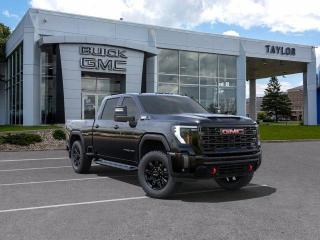 <b>Leather Seats,  Cooled Seats,  Off-Road Suspension,  Power Pedals,  Apple CarPlay!</b><br> <br>   With stout build quality and astounding towing capability, there isnt a better choice than this GMC 2500HD for all your work-site needs. <br> <br>This 2024 GMC 2500HD is highly configurable work truck that can haul a colossal amount of weight thanks to its potent drivetrain. This truck also offers amazing interior features that nestle occupants in comfort and luxury, with a great selection of tech features. For heavy-duty activities and even long-haul trips, the 2500HD is all the truck youll ever need.<br> <br> This void blk sought after diesel Crew Cab 4X4 pickup   has an automatic transmission and is powered by a  470HP 6.6L 8 Cylinder Engine.<br> <br> Our Sierra 2500HDs trim level is AT4. Get ready to shred with this Sierra HD AT4, complete with an off-road suspension package, skid plates, hill descent control, red recovery hooks, a spray on bedliner and a blacked-out front grille. This sweet truck also comes with leather cooled seats, power adjustable pedals with memory settings, a heavy-duty locking rear differential, signature LED lighting, a larger 8 inch touchscreen premium infotainment system with wireless Apple CarPlay, Android Auto and 4G LTE capability, stylish aluminum wheels, remote keyless entry and a remote engine start, a CornerStep rear bumper and cargo tie downs hooks with LED box lighting. Additionally, this truck also comes with a useful rear vision camera with hitch guidance, a leather wrapped steering wheel with audio controls, and a ProGrade trailering system with an integrated brake controller. This vehicle has been upgraded with the following features: Leather Seats,  Cooled Seats,  Off-road Suspension,  Power Pedals,  Apple Carplay,  Android Auto,  Led Lights. <br><br> <br>To apply right now for financing use this link : <a href=https://www.taylorautomall.com/finance/apply-for-financing/ target=_blank>https://www.taylorautomall.com/finance/apply-for-financing/</a><br><br> <br/>    5.49% financing for 84 months. <br> Buy this vehicle now for the lowest bi-weekly payment of <b>$753.84</b> with $0 down for 84 months @ 5.49% APR O.A.C. ( Plus applicable taxes -  Plus applicable fees   / Total Obligation of $137201  ).  Incentives expire 2024-04-30.  See dealer for details. <br> <br> <br>LEASING:<br><br>Estimated Lease Payment: $773 bi-weekly <br>Payment based on 9.5% lease financing for 48 months with $0 down payment on approved credit. Total obligation $80,424. Mileage allowance of 20,000 KM/year. Offer expires 2024-04-30.<br><br><br><br> Come by and check out our fleet of 90+ used cars and trucks and 170+ new cars and trucks for sale in Kingston.  o~o
