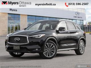 <b>HUD,  Sunroof,  Navigation,  Premium Audio,  360 Camera!</b><br> <br> <br> <br>  Innovative and reinventive, this Infiniti QX50 is for those who defy the status quo. <br> <br>With stylish exterior looks and an upscale interior, this Infiniti QX50 rubs shoulders with the best luxury crossovers in the segment. Focusing on engaging on-road dynamics with dazzling styling, the QX50 is a fantastic option for those in pursuit of cutting-edge refinement. The interior exudes unpretentious luxury, with a suite of smart tech that ensures youre always connected and safe when on the road.<br> <br> This black obsidian SUV  has an automatic transmission and is powered by a  268HP 2.0L 4 Cylinder Engine.<br> <br> Our QX50s trim level is Sensory. This QX50 Sensory steps things up with a drivers heads up display, a dual-panel sunroof, inbuilt navigation, a 12-speaker Bose audio system, and a 360-camera system. Other standard features include semi-aniline leather-trimmed ventilated and heated front seats with lumbar support, a heated steering wheel, adaptive cruise control, a wireless charging pad, a power liftgate for rear cargo access, and leatherette seating surfaces. Infotainment duties are handled by dual 8-inch and 7-inch touchscreens, with Apple CarPlay, Android Auto and SiriusXM. Safety features include blind spot detection, lane departure warning with lane keeping assist, front and rear collision mitigation, and rear parking sensors. This vehicle has been upgraded with the following features: Hud,  Sunroof,  Navigation,  Premium Audio,  360 Camera,  Cooled Seats,  Heated Steering Wheel. <br><br> <br>To apply right now for financing use this link : <a href=https://www.myersinfiniti.ca/finance/ target=_blank>https://www.myersinfiniti.ca/finance/</a><br><br> <br/><br> Buy this vehicle now for the lowest bi-weekly payment of <b>$567.42</b> with $0 down for 84 months @ 11.00% APR O.A.C. ( taxes included, $821  and licensing fees    ).  See dealer for details. <br> <br><br> Come by and check out our fleet of 40+ used cars and trucks and 90+ new cars and trucks for sale in Ottawa.  o~o