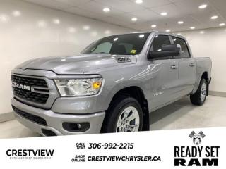 1500 BIG HORN CREW CAB 4X4 ( 1 Check out this vehicles pictures, features, options and specs, and let us know if you have any questions. Helping find the perfect vehicle FOR YOU is our only priority.P.S...Sometimes texting is easier. Text (or call) 306-994-7040 for fast answers at your fingertips!This Ram 1500 boasts a Gas/Electric V-8 5.7 L/345 engine powering this Automatic transmission. WHEELS: 20 X 9 ALUMINUM CHROME CLAD, TRANSMISSION: 8-SPEED AUTOMATIC, TRAILER TOW GROUP.* This Ram 1500 Features the Following Options *QUICK ORDER PACKAGE 27Z BIG HORN , TRAILER BRAKE CONTROL, TIRES: 275/55R20 ALL-SEASON LRR, REAR WHEELHOUSE LINERS, RADIO: UCONNECT 5 W/8.4 DISPLAY, MONOTONE PAINT, GVWR: 3,220 KGS (7,100 LBS), ENGINE: 5.7L HEMI VVT V8 W/MDS & ETORQUE, BLACK, DELUXE CLOTH BUCKET SEATS, BILLET SILVER METALLIC.* Visit Us Today *Live a little- stop by Crestview Chrysler (Capital) located at 601 Albert St, Regina, SK S4R2P4 to make this car yours today!