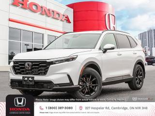 <p><strong>Introducing the 2024 CR-V Sport  Your Gateway to Adventure! </strong></p>

<p>Are you ready to take on every adventure with confidence? Look no further than the CR-V Sport, where power and performance meet style and safety.</p>

<p><strong>Powerful Performance: </strong>Under the hood, youll find a 1.5-litre, 16-valve, Direct Injection, DOHC, turbocharged 4-cylinder engine boasting 190 horsepower. Paired with a continuous variable transmission (CVT) and Real Time AWD with Intelligent Control System, this crossover SUV is engineered for excitement.</p>

<p><strong>Efficiency at its Best:</strong> The ECON mode (Eco mode) optimizes the i-VTEC® 4-cylinder engine and auxiliary systems to enhance fuel efficiency, delivering an impressive estimated 9.1/7.6/8.4 liters (City/Hwy/Combined) per 100 km.</p>

<p><strong>Safety First:</strong> The Honda Sensing technologies (safety technology), Adaptive Cruise Control with Low Speed Follow, Forward Collision Warning system, Collision Mitigation Braking system, Lane Departure Warning system, Lane Keeping Assist system and Road Departure Mitigation system, Traffic Sign Recognition, Blind Spot Information (BSI) System, Traffic Jam Assist and Rear Cross Traffic Monitor system are designed to help make your drive safer than ever before.</p>

<p><strong>Seamless Connectivity:</strong> Stay connected effortlessly with Apple CarPlay (Apple Auto) and Android Auto (Android Play) compatibility. Your smartphones key content is showcased on the crisp 7-inch display audio system with HondaLink Next Generation. Enjoy HandsFreeLink-Bilingual Bluetooth® wireless mobile phone interface, Bluetooth® Streaming Audio, and two USB device connectors.</p>

<p><strong>Comfort and Convenience:</strong> Inside, experience comfort with a 12-way power-adjustable drivers seat, including power lumbar support. Let a bit of the great outdoors in with the one-touch power moonroof (sunroof). The leather-wrapped steering wheel, sport pedals, and leather-wrapped shift knob add a touch of style to the interior.</p>

<p><strong>Family-Friendly:</strong> Theres room for the whole family and all their gear with the power tailgate and roof rails. The remote engine starter and proximity key entry with pushbutton (push button) start get you on your way faster. Plus, the bold 18-inch aluminum-alloy wheels and advanced lighting features, including LED daytime running lights, auto-on/off projector-beam halogen headlights, auto high-beams, and fog lights, illuminate your path to new adventures.</p>

<p><span style=color:#ff0000><em><strong>Premium paint charge of $300 is not included on all colours/models.</strong></em></span></p>

<p>Experience the Difference at Cambridge Centre Honda! Why Test Drive Here? You choose: drive with a sales person or on your own, extended overnight and at home test drives available. Why Purchase Here? VIP Coupon Booklet: up to $1000 in service & other savings, FREE Ontario-Wide Delivery. Cambridge Centre Honda proudly serves customers from Cambridge, Kitchener, Waterloo, Brantford, Hamilton, Waterford, Brant, Woodstock, Paris, Branchton, Preston, Hespeler, Galt, Puslinch, Morriston, Roseville, Plattsville, New Hamburg, Baden, Tavistock, Stratford, Wellesley, St. Clements, St. Jacobs, Elmira, Breslau, Guelph, Fergus, Elora, Rockwood, Halton Hills, Georgetown, Milton and all across Ontario!</p>
