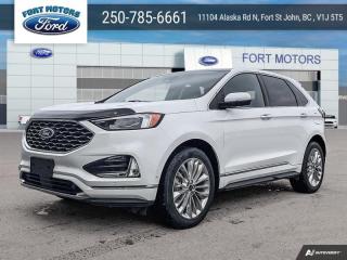 <b>Navigation, Titanium Elite App Package, Sunroof, Cold Weather Package, Heated Steering Wheel!</b><br> <br>   With luxury inside, and a bold, distinct style outside, the Ford Edge will stand out in the crowd as much as you do. <br> <br>With meticulous attention to detail and amazing style, the Ford Edge seamlessly integrates power, performance and handling with awesome technology to help you multitask your way through the challenges that life throws your way. Made for an active lifestyle and spontaneous getaways, the Ford Edge is as rough and tumble as you are. Push the boundaries and stay connected to the road with this sweet ride!<br> <br> This star white metallic tri-coat SUV  has an automatic transmission and is powered by a  250HP 2.0L 4 Cylinder Engine.<br> <br> Our Edges trim level is Titanium. For a healthy dose of luxury and refinement, step up to this Titanium trim, lavishly appointed with premium heated leather seats with power adjustment and lumbar support, perimeter approach lights, a sonorous 12-speaker Bang & Olufsen audio system, and a numeric keypad for extra security. This trim also features a power liftgate for rear cargo access, a key fob with remote engine start and rear parking sensors, a 12-inch capacitive infotainment screen bundled with wireless Apple CarPlay and Android Auto, SiriusXM satellite radio, and 4G mobile hotspot internet connectivity. You and yours are assured of optimum road safety, with blind spot detection, rear cross traffic alert, pre-collision assist with automatic emergency braking, lane keeping assist, lane departure warning, forward collision alert, driver monitoring alert, and a rearview camera with an inbuilt washer. Also standard include proximity keyless entry, dual-zone climate control, 60-40 split front folding rear seats, LED headlights with automatic high beams, and even more. This vehicle has been upgraded with the following features: Navigation, Titanium Elite App Package, Sunroof, Cold Weather Package, Heated Steering Wheel, Trailer Tow Package, Control Cruise. <br><br> View the original window sticker for this vehicle with this url <b><a href=http://www.windowsticker.forddirect.com/windowsticker.pdf?vin=2FMPK4K90RBA74053 target=_blank>http://www.windowsticker.forddirect.com/windowsticker.pdf?vin=2FMPK4K90RBA74053</a></b>.<br> <br>To apply right now for financing use this link : <a href=https://www.fortmotors.ca/apply-for-credit/ target=_blank>https://www.fortmotors.ca/apply-for-credit/</a><br><br> <br/><br>Come down to Fort Motors and take it for a spin!<p><br> Come by and check out our fleet of 40+ used cars and trucks and 60+ new cars and trucks for sale in Fort St John.  o~o
