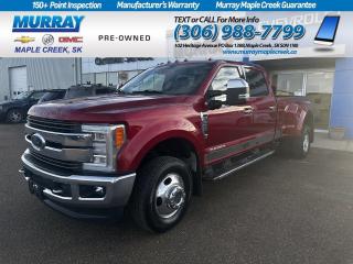 Take advantage of the outstanding features and performance of our 2017 Ford F-350 King Ranch Crew Cab Dually 4X4 thats on display in Race Red! Powered by a TurboCharged 6.7 Litre PowerStroke Diesel V8 that generates 440hp and 925lb-ft of torque while paired with a heavy-duty SelectShift 6 Speed Automatic transmission with tow/haul mode. With a lighter body and stronger frame than ever before, this Four Wheel Drive is ready to take on whatever you throw at it with precision, ready to serve you well for work or play while showing off a distinct grille, power fold-away mirrors, running boards, sunroof, and great-looking wheels! The King Ranch cabin keeps you comfortable with Mesa Brown Leather, heated/ventilated front seats, a heated steering wheel, remote start, dual-zone automatic climate control, power-adjustable pedals, power accessories, and more! Stay seamlessly connected while you work with our Sync 3 infotainment featuring enhanced voice recognition, high-speed performance, a prominent central touchscreen display, steering wheel audio controls, available Navigation, premium Sony AM/FM/CD/MP3 audio, and available satellite radio. Youll have peace of mind each day with the quality engineering behind this Ford F-350 that includes AdvanceTrac with Roll Stability Control and Trailer Sway Control as well as a rearview camera, reverse sensing, airbags, the SOS Post Crash Alert System and MyKey. Our Super Duty is primed to serve you well, so get behind the wheel today! Save this Page and Call for Availability. We Know You Will Enjoy Your Test Drive Towards Ownership!