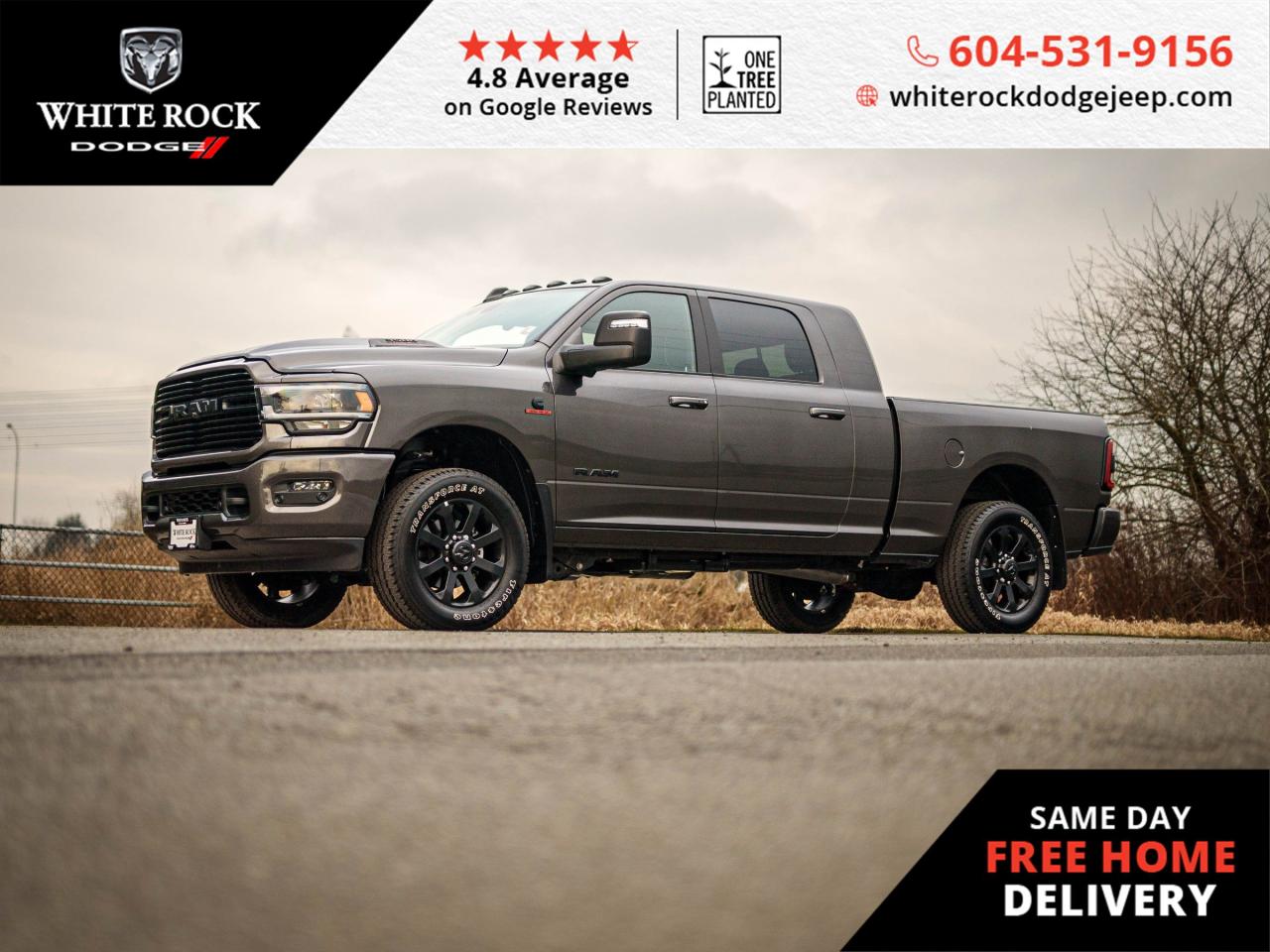 Elevate Your Drive: NAVIGATION, HEATED FRONT SEATS, ALLOY WHEELS, LEATHER UPHOLSTERY! Dive into luxury with the all-new 2024 RAM 3500 Laramie, a pinnacle of strength wrapped in a sleek Grey exterior and a sophisticated Black interior. <p><p>Under the hood lies a robust 6.7L 6cyl Diesel engine, paired with a 6-Speed Automatic Transmission, ready to deliver the torque and efficiency you demand. With its 4x4 drivetrain, this powerhouse is equipped to conquer any terrain, ensuring you have the confidence to tackle any adventure. The Laramie trim brings an air of elegance to the heavy-duty truck segment, offering a suite of premium features that elevate your driving experience. <p><p>Indulge in the comfort of HEATED FRONT SEATS and a HEATED STEERING WHEEL, ensuring your journeys remain cozy, no matter the weather. The state-of-the-art NAVIGATION SYSTEM is your trusted guide to the open road, while the REMOTE KEYLESS ENTRY adds a layer of convenience to your daily routine. TRAILER SWAY CONTROL ensures your hauls are secure and stable, enhancing your towing experience. <p><p>Step inside, and youll be greeted by the luxurious touch of LEATHER UPHOLSTERY, complemented by the sophistication of the ALLOY WHEELS that make a statement on the road. The safety and security of TRACTION CONTROL, ELECTRONIC STABILITY, and a comprehensive suite of airbags offer peace of mind with every mile. <p><p>This RAM 3500 Laramie is not just a truck; its a testament to unparalleled craftsmanship and capability. We invite you to discover the full potential of this exceptional vehicle at White Rock Dodge. Stock Number: R165660