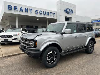 <p><br />KEY FEATURES: 2024 Bronco, 4door, Outerbanks , 4x4, hard top, 2.3L ecoboost engine, Silver, Leather interior, 10-speed automatic transmission, 18 inch Aluminum wheels, 32inch tires, Connected Navigation, sync 3, reverse camera, Collision assist Ford pass, heated seats, Auto high beams, active Grille shutters, power driver seat, intelligent Access, Lane keep, Auto Stop Start, power windows power locks and more.</p><p><br />Please Call 519-756-6191, Email sales@brantcountyford.ca for more information and availability on this vehicle.  Brant County Ford is a family owned dealership and has been a proud member of the Brantford community for over 40 years!</p><p> </p><p><br />** PURCHASE PRICE ONLY (Includes) Fords Delivery Allowance</p><p><br />** See dealer for details.</p><p>*Please note all prices are plus HST and Licencing. </p><p>* Prices in Ontario, Alberta and British Columbia include OMVIC/AMVIC fee (where applicable), accessories, other dealer installed options, administration and other retailer charges. </p><p>*The sale price assumes all applicable rebates and incentives (Delivery Allowance/Non-Stackable Cash/3-Payment rebate/SUV Bonus/Winter Bonus, Safety etc</p><p>All prices are in Canadian dollars (unless otherwise indicated). Retailers are free to set individual prices.</p><p> </p>