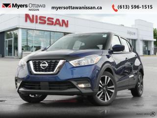 <b>Certified, Low Mileage, Android Auto,  Apple CarPlay,  Alloy Wheels,  Fog Lights,  Remote Keyless Entry!</b><br> <br>  Compare at $22140 - Our Price is just $21495! <br> <br>   This Nissan Kicks is right at home in the urban environment, with impressive versatility and practicality. This  2020 Nissan Kicks is for sale today in Ottawa. <br> <br>One of the best compact crossovers on the market, the 2020 Nissan Kicks manages to stand out for its style, comfort, and size. In a world of monotonous compact crossovers, the Kicks has a lot of unique styling and technology that make it an extremely compelling option. Whether this Nissan Kicks is just getting groceries or hauling you and your gear for a weekend getaway, this Kicks can do it all in style and comfort. This low mileage  SUV has just 32,414 kms and is a Certified Pre-Owned vehicle. Its  blue in colour  . It has an automatic transmission and is powered by a  122HP 1.6L 4 Cylinder Engine. <br> <br> Our Kickss trim level is SV. Stepping up to the Kicks SV will get some awesome style and convenience with fog lights, heated power side mirrors, rear view camera, blind spot and lane departure warning, impressive array of air bags, intelligent automatic emergency braking, aluminum wheels, intelligent automatic headlights, and Advanced Drive Assist Display in the instrument cluster to help you on the drive and remote keyless entry, automatic climate control, heated front seats, steering wheel mounted cruise and audio control, 7 inch touchscreen, Android Auto and Apple CarPlay compatibility, Bluetooth, SiriusXM, and USB and aux jacks for astounding comfort and connectivity. This vehicle has been upgraded with the following features: Android Auto,  Apple Carplay,  Alloy Wheels,  Fog Lights,  Remote Keyless Entry,  Steering Wheel Audio Control,  Active Emergency Braking. <br> <br>To apply right now for financing use this link : <a href=https://www.myersottawanissan.ca/finance target=_blank>https://www.myersottawanissan.ca/finance</a><br><br> <br/><br> Payments from <b>$345.73</b> monthly with $0 down for 84 months @ 8.99% APR O.A.C. ( Plus applicable taxes -  and licensing fees   ).  See dealer for details. <br> <br>Get the amazing benefits of a Nissan Certified Pre-Owned vehicle!!! Save thousands of dollars and get a pre-owned vehicle that has factory warranty, 24 hour roadside assistance and rates as low as 0.9%!!! <br>*LIFETIME ENGINE TRANSMISSION WARRANTY NOT AVAILABLE ON VEHICLES WITH KMS EXCEEDING 140,000KM, VEHICLES 8 YEARS & OLDER, OR HIGHLINE BRAND VEHICLE(eg. BMW, INFINITI. CADILLAC, LEXUS...)<br> Come by and check out our fleet of 40+ used cars and trucks and 110+ new cars and trucks for sale in Ottawa.  o~o