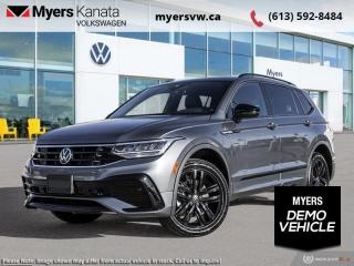 <b>Third Row Package!</b><br> <br> <br> <br>  Everything from capacity, capability, comfort, and ease of use was designed with relentless purpose on this 2023 Tiguan. <br> <br>Whether its a weekend warrior or the daily driver this time, this 2024 Tiguan makes every experience easier to manage. Cutting edge tech, both inside the cabin and under the hood, allow for safe, comfy, and connected rides that keep the whole party going. The crossover of the future is already here, and its called the Tiguan.<br> <br> This platinum gray metallic SUV  has an automatic transmission and is powered by a  2.0L I4 16V GDI DOHC Turbo engine.<br> <br> Our Tiguans trim level is Comfortline R-Line Black Edition. This Tiguan Comfortline R-Line Black Edition features an express open/close sunroof and unique exterior styling, along with a power liftgate, mobile device wireless charging, adaptive cruise control, supportive heated synthetic leather-trimmed front seats, a heated leatherette-wrapped steering wheel, LED headlights with daytime running lights, and an upgraded 8-inch infotainment screen with SiriusXM satellite radio, Apple CarPlay, Android Auto, and a 6-speaker audio system. Additional features include front and rear cupholders, remote keyless entry with power cargo access, lane keep assist, lane departure warning, blind spot detection, front and rear collision mitigation, autonomous emergency braking, three 12-volt DC power outlets, remote start, a rear camera, and so much more. This vehicle has been upgraded with the following features: Third Row Package.  This is a demonstrator vehicle driven by a member of our staff and has just 435 kms.<br><br> <br>To apply right now for financing use this link : <a href=https://www.myersvw.ca/en/form/new/financing-request-step-1/44 target=_blank>https://www.myersvw.ca/en/form/new/financing-request-step-1/44</a><br><br> <br/> See dealer for details. <br> <br>Call one of our experienced Sales Representatives today and book your very own test drive! Why buy from us? Move with the Myers Automotive Group since 1942! We take all trade-ins - Appraisers on site!<br> Come by and check out our fleet of 30+ used cars and trucks and 130+ new cars and trucks for sale in Kanata.  o~o