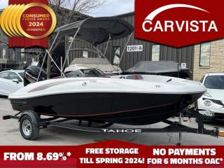 FREE STORAGE TILL SPRING 2024! Come see why Carvista has been the Consumer Choice Award Winner for 4 consecutive years! 2021-2024! Dont play the waiting game, our units are instock, no pre-order necessary!!   

WAS $35946 MSRP, SAVE THOUSANDS FROM NEW! 

Immaculate 2019 Tahoe T16 Boat with 75HP Mercury Engine - Loaded with Options!

ONLY 32 HOURS! INCLUDES ENGINE AND TRAILER

Are you in the market for an exceptional watercraft that offers thrilling performance and unmatched comfort? Look no further than this meticulously maintained 2019 Tahoe T16 Boat, powered by a robust 75HP Mercury engine. Designed with precision engineering and loaded with top-notch features, this boat promises an unforgettable experience on the water. 

Key Features:

Powerful Performance: The 75HP Mercury engine ensures powerful performance, allowing you to effortlessly cruise through the water with speed and agility. Whether youre enjoying leisurely rides or engaging in watersports activities, this boat delivers impressive acceleration and smooth handling.

Spacious Cockpit: Step aboard and discover a spacious cockpit that comfortably accommodates family and friends. With ample seating and legroom, everyone can relax in style while soaking up the sun and enjoying the scenery.

Premium Upholstery: Sink into plush seating upholstered with high-quality materials, providing superior comfort and durability. The luxurious upholstery enhances the overall aesthetics of the boat while ensuring a comfortable ride for all passengers.

Versatile Layout: The versatile layout of the Tahoe T16 allows for easy customization to suit your preferences. Whether youre lounging, fishing, or engaging in watersports, this boat adapts effortlessly to your recreational needs.

Ample Storage: Stay organized on the water with generous storage compartments strategically located throughout the boat. Store your gear, equipment, and personal belongings securely, keeping the cockpit clutter-free and functional.

Integrated Swim Platform: Enjoy easy access to the water with the integrated swim platform, equipped with a ladder for convenient boarding and disembarking. Whether youre swimming, snorkeling, or simply cooling off, this platform enhances your on-water experience.

Premium Sound System: Elevate your time on the water with the premium sound system, delivering crisp and clear audio throughout the boat. Whether youre relaxing at anchor or cruising along the shoreline, enjoy your favorite tunes with impeccable sound quality.

Bimini Top: Stay protected from the suns rays with the included Bimini top, providing shade and comfort during sunny days on the water. The adjustable design allows you to customize the coverage according to your preferences.

Navigation Lights: Enhance safety and visibility with the integrated navigation lights, ensuring youre visible to other boaters during dusk and nighttime outings. Navigate with confidence, knowing that your boat is equipped with essential lighting features.

Custom Trailer: This Tahoe T16 comes complete with a custom trailer, allowing for easy transportation to and from the water. The trailers sturdy construction and convenient features make launching and retrieving your boat a breeze.

Dont miss out on the opportunity to own this exceptional 2019 Tahoe T16 Boat with a 75HP Mercury engine. With its impressive performance, luxurious amenities, and versatile design, this boat is ready to elevate your on-water adventures. Contact us today to schedule a viewing and experience the thrill of boating at its finest!
Come see why Carvista has been the Consumer Choice Award Winner for 4 consecutive years! 2021, 2022, 2023 AND 2024! Dont play the waiting game, our units are instock, no pre-order necessary!! See for yourself why Carvista has won this prestigious award and continues to serve its community. Carvista Approved! Our RVista package includes a complete inspection of your camper that includes general testing of the camper systems! We pride ourselves in providing the highest quality trailers possible, and include a rigorous detail to ensure you get the cleanest trailer around.
Prices and payments exclude GST OR PST 
Carvista Inc. Dealer Permit # 1211
Category: Used Camper
Units may not be exactly as shown, please verify all details with a sales person.