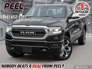 2023 RAM 1500 LIMITED | 5.7L HEMI V8 w/ eTORQUE | FULLY LOADED | LEVEL 1 EQUIPMENT GROUP | PANORAMIC SUNROOF | HARMAN/KARDON | BED UTILITY GROUP | TRAILER BRAKE CONTROL | CLASS IV HITCH RECEIVER | AIR SUSPENSION | ADAPTIVE CRUISE CONTROL | LANE KEEP ASSIST | FORWARD COLLISION WARNING | BLIND SPOT | PARALLEL & PERPENDICULAR PARK ASSIST | POWER RUNNING BOARDS | DIGITAL REAR VIEW MIRROR | HEADS UP DISPLAY

One Owner Clean Carfax

Introducing the epitome of luxury and capability: the fully loaded 2023 Ram 1500 Limited. Crafted with precision and attention to detail, this truck redefines what it means to drive in style. With its powerful engine and advanced features, the Ram 1500 Limited is ready to tackle any task with ease. Whether youre hauling heavy loads or embarking on a cross-country adventure, the Bed Utility Group ensures that you have all the tools you need to get the job done. Inside, the Level 1 Equipment Group offers premium amenities and cutting-edge technology, providing a comfortable and connected driving experience for you and your passengers. Plus, with features like the Anti-Spin Differential Rear Axle, Trailer Brake Control, and Class IV Hitch Receiver, you can tow with confidence and tackle challenging terrain with ease. And lets not forget about the panoramic sunroof, which floods the cabin with natural light and provides breathtaking views of the sky above. Dont settle for anything less than the best  experience the luxury and performance of the 2023 Ram 1500 Limited today.
______________________________________________________

We have a fantastic selection of freshly traded vehicles ready for anyone looking to SAVE BIG $$$!!! Over 7 acres and 1000 New & Used vehicles in inventory!

WE TAKE ALL TRADES & CREDIT. WE SHIP ANYWHERE IN CANADA! OUR TEAM IS READY TO SERVE YOU 7 DAYS! COME SEE WHY NOBODY BEATS A DEAL FROM PEEL! Your Source for ALL make and models used cars and trucks
______________________________________________________

*FREE CarFax (click the link above to check it out at no cost to you!)*

*FULLY CERTIFIED! (Have you seen some of these other dealers stating in their advertisements that certification is an additional fee? NOT HERE! Our certification is already included in our low sale prices to save you more!)

______________________________________________________

Have you followed us on YouTube, Instagram and TikTok yet? We have Monthly giveaways to Subscribers!

Serving, Toronto, Mississauga, Oakville, Hamilton, Niagara, Kingston, Oshawa, Ajax, Markham, Brampton, Barrie, Vaughan, Parry Sound, Sudbury, Sault Ste. Marie and Northern Ontario! We have nearly 1000 new and used vehicles available to choose from.

Peel Chrysler in Mississauga, Ontario serves and delivers to buyers from all corners of Ontario and Canada including Toronto, Oakville, North York, Richmond Hill, Ajax, Hamilton, Niagara Falls, Brampton, Thornhill, Scarborough, Vaughan, London, Windsor, Cambridge, Kitchener, Waterloo, Brantford, Sarnia, Pickering, Huntsville, Milton, Woodbridge, Maple, Aurora, Newmarket, Orangeville, Georgetown, Stouffville, Markham, North Bay, Sudbury, Barrie, Sault Ste. Marie, Parry Sound, Bracebridge, Gravenhurst, Oshawa, Ajax, Kingston, Innisfil and surrounding areas. On our website www.peelchrysler.com, you will find a vast selection of new vehicles including the new and used Ram 1500, 2500 and 3500. Chrysler Grand Caravan, Chrysler Pacifica, Jeep Cherokee, Wrangler and more. All vehicles are priced to sell. We deliver throughout Canada. website or call us 1-866-652-6197. 

All advertised prices are for cash sale only. Optional Finance and Lease terms are available. A Loan Processing Fee of $499 may apply to facilitate selected Finance or Lease options. If opting to trade an encumbered vehicle towards a purchase and require Peel Chrysler to facilitate a lien payout on your behalf, a Lien Payout Fee of $299 may apply. Contact us for details. Peel Chrysler Pre-Owned Vehicles come standard with only one key.