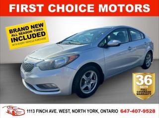 Welcome to First Choice Motors, the largest car dealership in Toronto of pre-owned cars, SUVs, and vans priced between $5000-$15,000. With an impressive inventory of over 300 vehicles in stock, we are dedicated to providing our customers with a vast selection of affordable and reliable options.<br><br>Were thrilled to offer a used 2015 Kia Forte LX, silver color with 151,000km (STK#7004) This vehicle was $10990 NOW ON SALE FOR $8990. It is equipped with the following features:<br>- Automatic Transmission<br>- Heated seats<br>- Bluetooth<br>- Alloy wheels<br>- Power windows<br>- Power locks<br>- Power mirrors<br>- Air Conditioning<br><br>At First Choice Motors, we believe in providing quality vehicles that our customers can depend on. All our vehicles come with a 36-day FULL COVERAGE warranty. We also offer additional warranty options up to 5 years for our customers who want extra peace of mind.<br><br>Furthermore, all our vehicles are sold fully certified with brand new brakes rotors and pads, a fresh oil change, and brand new set of all-season tires installed & balanced. You can be confident that this car is in excellent condition and ready to hit the road.<br><br>At First Choice Motors, we believe that everyone deserves a chance to own a reliable and affordable vehicle. Thats why we offer financing options with low interest rates starting at 7.9% O.A.C. Were proud to approve all customers, including those with bad credit, no credit, students, and even 9 socials. Our finance team is dedicated to finding the best financing option for you and making the car buying process as smooth and stress-free as possible.<br><br>Our dealership is open 7 days a week to provide you with the best customer service possible. We carry the largest selection of used vehicles for sale under $9990 in all of Ontario. We stock over 300 cars, mostly Hyundai, Chevrolet, Mazda, Honda, Volkswagen, Toyota, Ford, Dodge, Kia, Mitsubishi, Acura, Lexus, and more. With our ongoing sale, you can find your dream car at a price you can afford. Come visit us today and experience why we are the best choice for your next used car purchase!<br><br>All prices exclude a $10 OMVIC fee, license plates & registration and ONTARIO HST (13%)