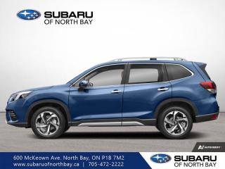 <b>Leather Seats,  Premium Audio,  Sunroof,  Power Liftgate,  Heated Steering Wheel!</b><br> <br>   Giving you total driving confidence with its fun-to-drive nature, responsive handling, and outstanding ride comfort this amazing Subaru Forest is ready to anything you put in front of it. <br> <br>The Subaru Forester brings more convenience and versatility to your daily life with durable and quality materials, a driver focused cockpit and incredible off-road capability. With a well-engineered suspension that securely hugs the road and an impressive suite of driver assistance packages, the safety of you and your family is second to none.<br> <br> This horizon blue pearl SUV  has a cvt transmission and is powered by a  182HP 2.5L 4 Cylinder Engine.<br> <br> Our Foresters trim level is Premier. This range-topping Premium trim offers plush leather upholstery and a 9-speaker premium audio harman/kardon audio system, along with two-toned 5-spoke aluminum wheels, switchable drive modes, an express open/close dual-panel glass sunroof, a power liftgate for rear cargo access, dual-zone climate control, and proximity keyless entry with push button start. The upgrades continue, with power adjustable heated front seats with lumbar support, a heated leather steering wheel, adaptive cruise control, towing equipment with trailer sway control, roof rack rails, LED headlights with automatic high beams, and 60-40 folding split-bench rear seats for extra cargo versatility. Stay connected on the road via a larger 8-inch touchscreen infotainment system with Apple CarPlay, Android Auto, integrated steering wheel audio controls, and SiriusXM satellite radio, as well as Subaru STARLINK services. Safety features include Subaru EyeSight with Pre-Collision Braking, Lane Keep Assist and Lane Departure Warning, rear/side vehicle detection, forward and rear collision alert, driver monitoring alert, and a back-up camera with a washer. This vehicle has been upgraded with the following features: Leather Seats,  Premium Audio,  Sunroof,  Power Liftgate,  Heated Steering Wheel,  Climate Control,  Aluminum Wheels. <br><br> <br>To apply right now for financing use this link : <a href=https://www.subaruofnorthbay.ca/tools/autoverify/finance.htm target=_blank>https://www.subaruofnorthbay.ca/tools/autoverify/finance.htm</a><br><br> <br/>  Contact dealer for additional rates and offers.  6.49% financing for 60 months. <br> Buy this vehicle now for the lowest bi-weekly payment of <b>$410.30</b> with $0 down for 60 months @ 6.49% APR O.A.C. ( Plus applicable taxes -  Plus applicable fees   ).  Incentives expire 2024-04-30.  See dealer for details. <br> <br>Subaru of North Bay has been proudly serving customers in North Bay, Sturgeon Falls, New Liskeard, Cobalt, Haileybury, Kirkland Lake and surrounding areas since 1987. Whether you choose to visit in person or shop online, youll find a huge selection of new 2022-2023 Subaru models as well as certified used vehicles of all makes and models. </br>Our extensive lineup of new vehicles includes the Ascent, BRZ, Crosstrek, Forester, Impreza, Legacy, Outback, WRX and WRX STI. If youre already a Subaru owner, our Subaru Certified Technicians can provide the Genuine Subaru parts, accessories and quality service your vehicle deserves. </br>We invite you to book a test drive or service online, give our dealership a call at 705-472-2222, or just stop in for a visit. We look forward to meeting with you and providing you a stellar experience. </br><br> Come by and check out our fleet of 30+ used cars and trucks and 30+ new cars and trucks for sale in North Bay.  o~o