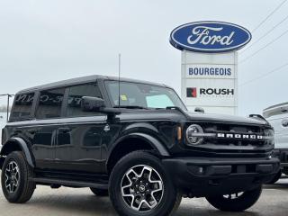 <b>Leather Seats, Navigation, 18 Aluminum Wheels!</b><br> <br> <br> <br>  Turn heads with this stylish yet remarkably capable 2024 Ford Bronco. <br> <br>With a nostalgia-inducing design along with remarkable on-road driving manners with supreme off-road capability, this 2024 Ford Bronco is indeed a jack of all trades and masters every one of them. Durable build materials and functional engineering coupled with modern day infotainment and driver assistive features ensure that this iconic vehicle takes on whatever you can throw at it. Want an SUV that can genuinely do it all and look good while at it? Look no further than this 2024 Ford Bronco!<br> <br> This shadow black SUV  has a 10 speed automatic transmission and is powered by a  275HP 2.3L 4 Cylinder Engine.<br> <br> Our Broncos trim level is Outer Banks. This Bronco Outer Banks takes things to a whole new level, with polished aluminum wheels, body colored fender flares, door handles and power heated side mirrors, along with LED headlights with high beam assist, front fog lights, and upgraded LED brake lights. This rugged off-roader also treats you with amazing comfort and connectivity features that include heated front seats, remote engine start, dual-zone climate control, front and rear cupholders, and an upgraded infotainment system with Apple CarPlay, Android Auto, SiriusXM and inbuilt navigation, to get you back home from your off-road adventures. Road safety is assured thanks to a suite of systems including blind spot detection, pre-collision assist with pedestrian detection and cross-traffic alert, lane keeping assist with lane departure warning, rear parking sensors, and driver monitoring alert. Additional features include proximity keyless entry with push button start, trail control, trail turn assist, and so much more. This vehicle has been upgraded with the following features: Leather Seats, Navigation, 18 Aluminum Wheels. <br><br> View the original window sticker for this vehicle with this url <b><a href=http://www.windowsticker.forddirect.com/windowsticker.pdf?vin=1FMDE8BH7RLA10729 target=_blank>http://www.windowsticker.forddirect.com/windowsticker.pdf?vin=1FMDE8BH7RLA10729</a></b>.<br> <br>To apply right now for financing use this link : <a href=https://www.bourgeoismotors.com/credit-application/ target=_blank>https://www.bourgeoismotors.com/credit-application/</a><br><br> <br/> 4.99% financing for 84 months.  Incentives expire 2024-04-30.  See dealer for details. <br> <br>Discount on vehicle represents the Cash Purchase discount applicable and is inclusive of all non-stackable and stackable cash purchase discounts from Ford of Canada and Bourgeois Motors Ford and is offered in lieu of sub-vented lease or finance rates. To get details on current discounts applicable to this and other vehicles in our inventory for Lease and Finance customer, see a member of our team. </br></br>Discover a pressure-free buying experience at Bourgeois Motors Ford in Midland, Ontario, where integrity and family values drive our 78-year legacy. As a trusted, family-owned and operated dealership, we prioritize your comfort and satisfaction above all else. Our no pressure showroom is lead by a team who is passionate about understanding your needs and preferences. Located on the shores of Georgian Bay, our dealership offers more than just vehiclesits an experience rooted in community, trust and transparency. Trust us to provide personalized service, a diverse range of quality new Ford vehicles, and a seamless journey to finding your perfect car. Join our family at Bourgeois Motors Ford and let us redefine the way you shop for your next vehicle.<br> Come by and check out our fleet of 80+ used cars and trucks and 140+ new cars and trucks for sale in Midland.  o~o