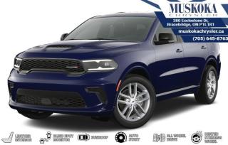 This DODGE DURANGO R/T, with a 5.7L HEMI V-8 engine engine, features a 8-speed automatic transmission, and generates 22 highway/14 city L/100km. Find this vehicle with only 18 kilometers!  DODGE DURANGO R/T Options: This DODGE DURANGO R/T offers a multitude of options. Technology options include: 2 LCD Monitors In The Front, AM/FM/HD/Satellite w/Seek-Scan, Clock, Speed Compensated Volume Control, Aux Audio Input Jack, Steering Wheel Controls, Voice Activation and Radio Data System, Radio: Uconnect 5 Nav w/10.1 Display, Voice Activated Dual Zone Front Automatic Air Conditioning, 2 LCD Monitors In The Front.  Safety options include Speed Sensitive Rain Detecting Variable Intermittent Wipers, Tailgate/Rear Door Lock Included w/Power Door Locks, 2 LCD Monitors In The Front, Power Door Locks w/Autolock Feature, Airbag Occupancy Sensor.  Visit Us: Find this DODGE DURANGO R/T at Muskoka Chrysler today. We are conveniently located at 380 Ecclestone Dr Bracebridge ON P1L1R1. Muskoka Chrysler has been serving our local community for over 40 years. We take pride in giving back to the community while providing the best customer service. We appreciate each and opportunity we have to serve you, not as a customer but as a friend