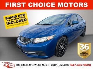 Welcome to First Choice Motors, the largest car dealership in Toronto of pre-owned cars, SUVs, and vans priced between $5000-$15,000. With an impressive inventory of over 300 vehicles in stock, we are dedicated to providing our customers with a vast selection of affordable and reliable options.<br><br>Were thrilled to offer a used 2015 Honda Civic LX, blue color with 123,000km (STK#7014) This vehicle was $15990 NOW ON SALE FOR $13990. It is equipped with the following features:<br>- Automatic Transmission<br>- Heated seats<br>- Bluetooth<br>- Reverse camera<br>- Alloy wheels<br>- Power windows<br>- Power locks<br>- Power mirrors<br>- Air Conditioning<br><br>At First Choice Motors, we believe in providing quality vehicles that our customers can depend on. All our vehicles come with a 36-day FULL COVERAGE warranty. We also offer additional warranty options up to 5 years for our customers who want extra peace of mind.<br><br>Furthermore, all our vehicles are sold fully certified with brand new brakes rotors and pads, a fresh oil change, and brand new set of all-season tires installed & balanced. You can be confident that this car is in excellent condition and ready to hit the road.<br><br>At First Choice Motors, we believe that everyone deserves a chance to own a reliable and affordable vehicle. Thats why we offer financing options with low interest rates starting at 7.9% O.A.C. Were proud to approve all customers, including those with bad credit, no credit, students, and even 9 socials. Our finance team is dedicated to finding the best financing option for you and making the car buying process as smooth and stress-free as possible.<br><br>Our dealership is open 7 days a week to provide you with the best customer service possible. We carry the largest selection of used vehicles for sale under $9990 in all of Ontario. We stock over 300 cars, mostly Hyundai, Chevrolet, Mazda, Honda, Volkswagen, Toyota, Ford, Dodge, Kia, Mitsubishi, Acura, Lexus, and more. With our ongoing sale, you can find your dream car at a price you can afford. Come visit us today and experience why we are the best choice for your next used car purchase!<br><br>All prices exclude a $10 OMVIC fee, license plates & registration and ONTARIO HST (13%)