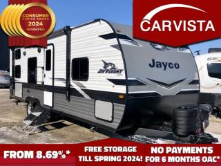 FREE STORAGE TILL SPRING 2024! Come see why Carvista has been the Consumer Choice Award Winner for 4 consecutive years! 2021-2024! Dont play the waiting game, our units are instock, no pre-order necessary!!                                  WAS MSRP OF $51608 NEW! SAVE THOUSANDS! 

2023 Jayco Jay Flight 264BH - Your Ultimate Family Adventure Companion!

Introducing the epitome of comfort, convenience, and luxury on the road - the 2023 Jayco Jay Flight 264BH! Crafted with precision and designed for the ultimate travel experience, this meticulously engineered travel trailer is ready to elevate your adventures to new heights. Whether youre embarking on a cross-country journey or seeking a weekend getaway, the Jay Flight 264BH is your perfect travel companion.

?? Year: 2023
?? Make: Jayco
?? Model: Jay Flight 264BH
?? Length: 29 feet 3 inches
?? Weight: Gross Vehicle Weight Rating (GVWR) - 6,000 lbs
Unloaded Vehicle Weight (UVW) - 4750 lbs
Cargo Carrying Capacity (CCC) - 1750 lbs
?? Sleeps: Up to 10


Exterior Features:

Aerodynamic, rounded profile for improved fuel efficiency and towing stability
Magnum Truss Roof System for maximum durability and protection against the elements
Fully integrated A-frame for enhanced towing performance
Dual axles with electric brakes for smooth handling and stopping power
Large pass-through storage compartment for all your outdoor gear
16 Power awning with LED lights for outdoor entertainment and relaxation
Exterior speakers for enjoying your favorite music under the stars
Solar prep for eco-friendly power options on the go
Exterior utility shower for quick clean-ups after outdoor adventures
Spare tire with cover for added peace of mind on the road


Interior Features:

Spacious and inviting interior with residential-style furnishings
Queen-sized bed with a quality mattress for restful nights on the road
Double-over-double bunk beds for additional sleeping space for the whole family
Convertible dinette and sofa for versatile dining and lounging options
Fully equipped kitchen with appliances, including a refrigerator, microwave, and three-burner range with oven
Ample storage throughout, including overhead cabinets and pantry space
Entertainment center with TV mounting area and multimedia sound system for indoor entertainment
Ducted heating and cooling system for optimal climate control in any season
LED lighting throughout for energy efficiency and ambiance
Bathroom with tub/shower combination, foot-flush toilet, and vanity sink
Skylight in the shower for natural light and added headroom

Tank Capacities:

Fresh Water: 80 gallons
Gray Water: 39 gallons
Black Water: 39 gallons

 Additional Options:

Customer Value Package: Goodyear® Endurance Tires, 15,000 BTU Central A/C, 6-gallon gas/electric DSI water heater, 8 cu. ft. refrigerator, Bath skylight, Bathroom power vent, Cable/satellite TV hookup, Digital TV antenna, Microwave, Outside shower, Oven with 3-burner cooktop, Power tongue jack, Spare tire, Tub surround, Water heater bypass

Dont miss your chance to own the 2023 Jayco Jay Flight 264BH - the perfect blend of style, comfort, and functionality for your next adventure! Contact us today to schedule a viewing and experience the Jayco difference firsthand. Happy travels await! 

Come see why Carvista has been the Consumer Choice Award Winner for 4 consecutive years! 2021, 2022, 2023 AND 2024! Dont play the waiting game, our units are instock, no pre-order necessary!! See for yourself why Carvista has won this prestigious award and continues to serve its community. Carvista Approved! Our RVista package includes a complete inspection of your camper that includes general testing of the camper systems! We pride ourselves in providing the highest quality trailers possible, and include a rigorous detail to ensure you get the cleanest trailer around.
Prices and payments exclude GST OR PST 
Carvista Inc. Dealer Permit # 1211
Category: Used Camper
Units may not be exactly as shown, please verify all details with a sales person.