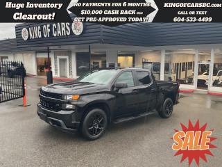 2022 CHEVROLET SILVERADO 1500 LTD CREW CAB 4X46 PASSENGER, POWER SEATS, BACK UP CAMERA, FORWARD COLLISION BRAKING, FRONT PEDESTRIAN DETECTION, ADAPTIVE CRUISE CONTROL, APPLE CARPLAY, ANDROID AUTO, AUTO STOP & GO, TRAILER BRAKE LIGHTS, RUNNING BOARDS, REMOTE STARTER, BLACK ALLOY WHEELS, USB PLUG IN, POWER OPTIONS, A/CBALANCE OF CHEVROLET FACTORY WARRANTYCALL US TODAY FOR MORE INFORMATION604 533 4499 OR TEXT US AT 604 360 0123GO TO KINGOFCARSBC.COM AND APPLY FOR A FREE-------- PRE APPROVAL -------STOCK # P214940PLUS ADMINISTRATION FEE OF $895 AND TAXESDEALER # 31301all finance options are subject to ....oac...