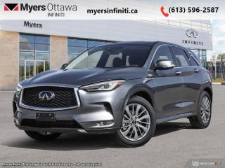 <b>Heated Seats,  Heated Steering Wheel,  Power Liftgate,  Wireless Charging Pad,  Wi-Fi Hotspot!</b><br> <br> <br> <br>  Sculpted lines, swooping curves and a wide, dynamic stance make this QX50 as fulfilling to look at as it is to drive. <br> <br>With stylish exterior looks and an upscale interior, this Infiniti QX50 rubs shoulders with the best luxury crossovers in the segment. Focusing on engaging on-road dynamics with dazzling styling, the QX50 is a fantastic option for those in pursuit of cutting-edge refinement. The interior exudes unpretentious luxury, with a suite of smart tech that ensures youre always connected and safe when on the road.<br> <br> This graphite shadow SUV  has an automatic transmission and is powered by a  268HP 2.0L 4 Cylinder Engine.<br> <br> Our QX50s trim level is PURE. This QX50 rewards you with delightful standard features such as heated front seats with lumbar support, a heated steering wheel, adaptive cruise control, a wireless charging pad, a power liftgate for rear cargo access, and leatherette seating surfaces. Infotainment duties are handled by dual 8-inch and 7-inch touchscreens, with Apple CarPlay, Android Auto and SiriusXM. Safety features include blind spot detection, lane departure warning with lane keeping assist, front and rear collision mitigation, and rear parking sensors. This vehicle has been upgraded with the following features: Heated Seats,  Heated Steering Wheel,  Power Liftgate,  Wireless Charging Pad,  Wi-fi Hotspot,  Adaptive Cruise Control,  Lane Departure Warning. <br><br> <br>To apply right now for financing use this link : <a href=https://www.myersinfiniti.ca/finance/ target=_blank>https://www.myersinfiniti.ca/finance/</a><br><br> <br/>    0% financing for 24 months. 4.99% financing for 84 months. <br> Buy this vehicle now for the lowest bi-weekly payment of <b>$418.86</b> with $0 down for 84 months @ 4.99% APR O.A.C. ( taxes included, $821  and licensing fees    ).  Incentives expire 2024-07-02.  See dealer for details. <br> <br><br> Come by and check out our fleet of 40+ used cars and trucks and 90+ new cars and trucks for sale in Ottawa.  o~o