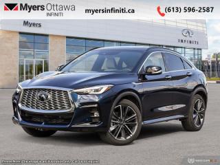 <b>Navigation,  Premium Audio,  Cooled Seats,  360 Camera,  Sunroof!</b><br> <br> <br> <br>  This 2024 Infiniti QX55 is equipped for the modern world, with features and tech that are both sophisticated and simple. <br> <br>With stylish exterior looks and an upscale interior, this Infiniti QX55 rubs shoulders with the best luxury crossovers in the segment. Focusing on engaging on-road dynamics with dazzling styling, the QX55 is a fantastic option for those in pursuit of cutting-edge refinement. The interior exudes unpretentious luxury, with a suite of smart tech that ensures youre always connected and safe when on the road.<br> <br> This hermosa blue SUV  has an automatic transmission and is powered by a  268HP 2.0L 4 Cylinder Engine.<br> <br> Our QX55s trim level is ESSENTIAL. This QX55 ESSENTIAL rewards you with inbuilt navigation, a 16-speaker Bose audio system and a 360-camera setup, and is loaded with great features such as a glass sunroof, a power liftgate for rear cargo access, leather-trimmed ventilated and heated front seats with lumbar support, a heated steering wheel, dual-zone climate control, and a wireless charging pad. Additional features include adaptive cruise control, Apple CarPlay and Android Auro, blind spot intervention, lane keeping assist with lane departure warning, and front and rear collision mitigation. This vehicle has been upgraded with the following features: Navigation,  Premium Audio,  Cooled Seats,  360 Camera,  Sunroof,  Power Liftgate,  Wireless Charging Pad. <br><br> <br>To apply right now for financing use this link : <a href=https://www.myersinfiniti.ca/finance/ target=_blank>https://www.myersinfiniti.ca/finance/</a><br><br> <br/>    0% financing for 24 months. 5.49% financing for 84 months. <br> Buy this vehicle now for the lowest bi-weekly payment of <b>$492.65</b> with $0 down for 84 months @ 5.49% APR O.A.C. ( taxes included, $821  and licensing fees    ).  Incentives expire 2024-04-30.  See dealer for details. <br> <br><br> Come by and check out our fleet of 30+ used cars and trucks and 100+ new cars and trucks for sale in Ottawa.  o~o