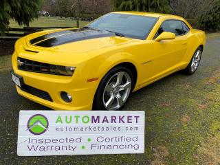 LOCAL CAR WITH NO ACCIDENTS AT ALL! LOADED 1SS WITH ALL POWER OPTIONS , AUTO TRANSMISSION. GREAT FINANCING, FREE WARRANTY, INSPECTED WTH BCAA MEMBERSHIP!<br /><br />Welcome to the Automarket, your community Dealership of "YES". We are featuring a spectacular Camaro SS which is Local and has no accident claims what so ever. Loaded up with Automatic Transmission, All Power Options, Bluetooth Telephone with Onstar.<br /><br />Extra options include BBK Cold Air Intake, Magnaflow Cat-Back Exhaust. This car has been exceptionally well loved by it's previous owner of 13 years.<br /><br />Having been fully inspected, we know that the Tires are 100% Brand New, the Brakes are 80% New in front and 70% New in the Rear. The oil has been changed, the Brakes have been serviced and we have completely detailed the vehicle for your safety and enjoyment!<br /><br />2 LOCATIONS TO SERVE YOU, BE SURE TO CALL FIRST TO CONFIRM WHERE THE VEHICLE IS PARKED<br />WHITE ROCK 604-542-4970 LANGLEY 604-533-1310 OWNER'S CELL 604-649-0565<br /><br />We are a family owned and operated business since 1983 and we are committed to offering outstanding vehicles backed by exceptional customer service, now and in the future.<br />What ever your specific needs may be, we will custom tailor your purchase exactly how you want or need it to be. All you have to do is give us a call and we will happily walk you through all the steps with no stress and no pressure.<br />WE ARE THE HOUSE OF YES?<br />ADDITIONAL BENFITS WHEN BUYING FROM SK AUTOMARKET:<br />ON SITE FINANCING THROUGH OUR 17 AFFILIATED BANKS AND VEHICLE FINANCE COMPANIES<br />IN HOUSE LEASE TO OWN PROGRAM.<br />EVRY VEHICLE HAS UNDERGONE A 120 POINT COMPREHENSIVE INSPECTION<br />EVERY PURCHASE INCLUDES A FREE POWERTRAIN WARRANTY<br />EVERY VEHICLE INCLUDES A COMPLIMENTARY BCAA MEMBERSHIP FOR YOUR SECURITY<br />EVERY VEHICLE INCLUDES A CARFAX AND ICBC DAMAGE REPORT<br />EVERY VEHICLE IS GUARANTEED LIEN FREE<br />DISCOUNTED RATES ON PARTS AND SERVICE FOR YOUR NEW CAR AND ANY OTHER FAMILY CARS THAT NEED WORK NOW AND IN THE FUTURE.<br />36 YEARS IN THE VEHICLE SALES INDUSTRY<br />A+++ MEMBER OF THE BETTER BUSINESS BUREAU<br />RATED TOP DEALER BY CARGURUS 2 YEARS IN A ROW<br />MEMBER IN GOOD STANDING WITH THE VEHICLE SALES AUTHORITY OF BRITISH COLUMBIA<br />MEMBER OF THE AUTOMOTIVE RETAILERS ASSOCIATION<br />COMMITTED CONTRIBUTER TO OUR LOCAL COMMUNITY AND THE RESIDENTS OF BC<br clear=all /> This vehicle has been Fully Inspected, Certified and Qualifies for Our Free Extended Warranty.Don't forget to ask about our Great Finance and Lease Rates. We also have a Options for Buy Here Pay Here and Lease to Own for Good Customers in Bad Situations. 2 locations to help you, White Rock and Langley. Be sure to call before you come to confirm the vehicles location and availability or look us up at www.automarketsales.com. White Rock 604-542-4970 and Langley 604-533-1310. Serving Surrey, Delta, Langley, Richmond, Vancouver, all of BC and western Canada. Financing & leasing available. CALL SK AUTOMARKET LTD. 6045424970. Call us toll-free at 1 877 813-6807. $495 Documentation fee and applicable taxes are in addition to advertised prices.<br />LANGLEY LOCATION DEALER# 40038<br />S. SURREY LOCATION DEALER #9987<br />