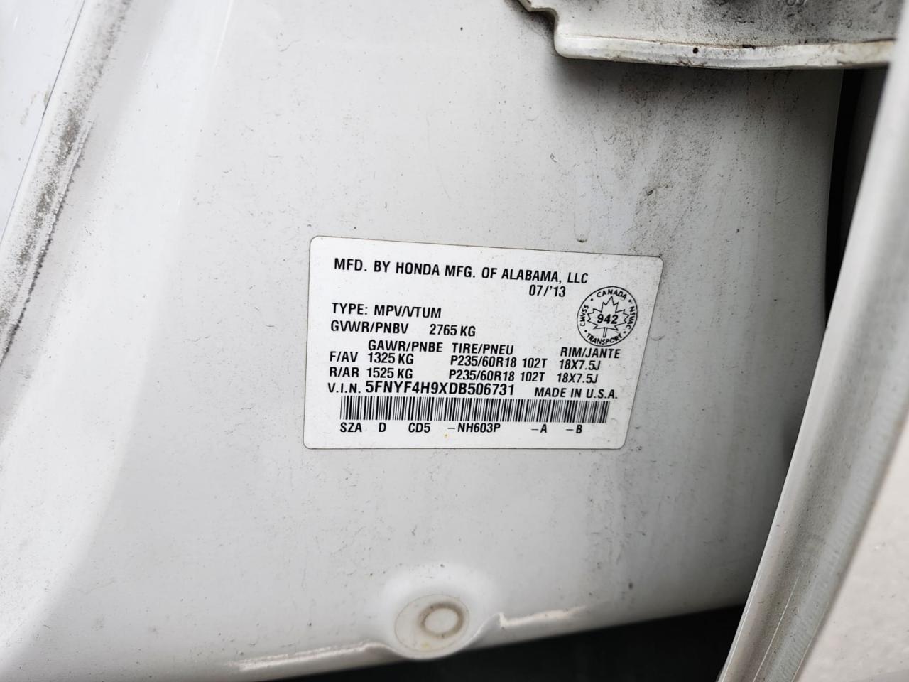 2013 Honda Pilot 4WD 4dr Touring Photo