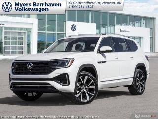 <b>Leather Seats!</b><br> <br> <br> <br>  Go the distance with this 2024 Volkswagen Atlas, featuring rugged engineering and a refined driving experience. <br> <br>This 2024 Volkswagen Atlas is a premium family hauler that offers voluminous space for occupants and cargo, comfort, sophisticated safety and driver-assist technology. The exterior sports a bold design, with an imposing front grille, coherent body lines, and a muscular stance. On the inside, trim pieces are crafted with premium materials and carefully put together to ensure rugged build quality, with straightforward control layouts, ergonomic seats, and an abundance of storage space. With a bevy of standard safety technology that inspires confidence, this 2024 Volkswagen Atlas is an excellent option for a versatile and capable family SUV.<br> <br> This oryx white pearl effect SUV  has an automatic transmission and is powered by a  2.0L I4 16V GDI DOHC Turbo engine.<br> <br> Our Atlass trim level is Execline 2.0 TSI. This range topping Exceline trim rewards you with awesome standard features such as a 360-camera system, a panoramic sunroof, harman/kardon premium audio, integrated navigation, and leather seating upholstery. Also standard include a power liftgate for rear cargo access, heated and ventilated front seats, a heated steering wheel, remote engine start, adaptive cruise control, and a 12-inch infotainment system with Car-Net mobile hotspot internet access, Apple CarPlay and Android Auto. Safety features also include blind spot detection, lane keeping assist with lane departure warning, front and rear collision mitigation, park distance control, and autonomous emergency braking. This vehicle has been upgraded with the following features: Leather Seats. <br><br> <br>To apply right now for financing use this link : <a href=https://www.barrhavenvw.ca/en/form/new/financing-request-step-1/44 target=_blank>https://www.barrhavenvw.ca/en/form/new/financing-request-step-1/44</a><br><br> <br/>    5.99% financing for 84 months. <br> Buy this vehicle now for the lowest bi-weekly payment of <b>$443.97</b> with $0 down for 84 months @ 5.99% APR O.A.C. ( Plus applicable taxes -  $840 Documentation fee. Cash purchase selling price includes: Tire Stewardship ($20.00), OMVIC Fee ($12.50). (HST) are extra. </br>(HST), licence, insurance & registration not included </br>    ).  Incentives expire 2024-07-02.  See dealer for details. <br> <br> <br>LEASING:<br><br>Estimated Lease Payment: $392 bi-weekly <br>Payment based on 5.49% lease financing for 60 months with $0 down payment on approved credit. Total obligation $51,007. Mileage allowance of 16,000 KM/year. Offer expires 2024-07-02.<br><br><br>We are your premier Volkswagen dealership in the region. If youre looking for a new Volkswagen or a car, check out Barrhaven Volkswagens new, pre-owned, and certified pre-owned Volkswagen inventories. We have the complete lineup of new Volkswagen vehicles in stock like the GTI, Golf R, Jetta, Tiguan, Atlas Cross Sport, Volkswagen ID.4 electric vehicle, and Atlas. If you cant find the Volkswagen model youre looking for in the colour that you want, feel free to contact us and well be happy to find it for you. If youre in the market for pre-owned cars, make sure you check out our inventory. If you see a car that you like, contact 844-914-4805 to schedule a test drive.<br> Come by and check out our fleet of 40+ used cars and trucks and 90+ new cars and trucks for sale in Nepean.  o~o