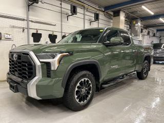STUNNING ARMY GREEN LIMITED 4x4 W/ TRD OFF ROAD PACKAGE INCL. SUNROOF, HEATED/COOLED LEATHER SEATS, HEATED STEERING, 360 CAMERA W/ FRONT & REAR PARK SENSORS, TRI-FOLD TONNEAU COVER, MASSIVE 14-IN TOUCHSCREEN, BLIND SPOT MONITOR, REAR CROSS-TRAFFIC ALERT, PRE-COLLISION SYSTEM, LANE-TRACE ASSIST, ADAPTIVE CRUISE CONTROL AND RUNNING BOARDS! 18-in alloys, wireless charger, 11,110lb capacity tow package w/ integrated trailer brake controller, Apple CarPlay/Android Auto, power seats w/ driver memory, dual-zone climate control, 6-foot 6-inch box w/ bedliner, drive mode selector, 120V AC outlet, Bluetooth and more! This vehicle just landed and is awaiting a full detail and photo shoot. Contact us and book your road test today!