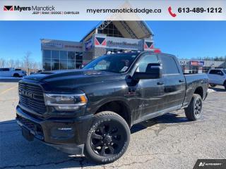 <b>Sunroof,  Cooled Seats,  Wireless Charging,  Harman/Kardon Audio,  Power Pedals!</b><br> <br> <br> <br>Call 613-489-1212 to speak to our friendly sales staff today, or come by the dealership!<br> <br>  Whether youre on the job site, driving around town, or making a long-haul trip, this Ram 2500 HD gets the job done with ease. <br> <br>Endlessly capable, this 2024 Ram 2500HD pulls out all the stops, and has the towing capacity that sets it apart from the competition. On top of its proven Ram toughness, this Ram 2500HD has an ultra-quiet cabin full of amazing tech features that help make your workday more enjoyable. Whether youre in the commercial sector or looking for serious recreational towing rig, this impressive 2500HD is ready for anything that you are.<br> <br> This diamond black crystal pearlcoat sought after diesel Crew Cab 4X4 pickup   has an automatic transmission.<br> <br> Our 2500s trim level is Laramie. This incredible Ram 2500 Laramie comes well equipped with class V towing equipment including a hitch, brake controller and trailer sway control, heavy duty suspension, heated and power adjustable side mirrors, front and reverse utility lights, cargo box lighting, and a rear step bumper. On the inside, occupants are treated to heated and power-adjustable front seats with lumbar support, leather upholstery, dual-zone front automatic air conditioning, a leather-wrapped steering wheel, and illuminated front cupholders. Stay connected on the road via an 8.4-inch display powered by Uconnect 5 with GPS navigation, HD radio, Apple CarPlay and Android Auto, Alexa Built-In, SiriusXM streaming radio, trailer tow pages, off-road info pages, and mobile hotspot internet access. Additional features include a 10-speaker Alpine audio system, 115-volt rear auxiliary power outlet, remote engine start, and even more! This vehicle has been upgraded with the following features: Sunroof,  Cooled Seats,  Wireless Charging,  Harman/kardon Audio,  Power Pedals. <br><br> View the original window sticker for this vehicle with this url <b><a href=http://www.chrysler.com/hostd/windowsticker/getWindowStickerPdf.do?vin=3C6UR5FL7RG106693 target=_blank>http://www.chrysler.com/hostd/windowsticker/getWindowStickerPdf.do?vin=3C6UR5FL7RG106693</a></b>.<br> <br>To apply right now for financing use this link : <a href=https://CreditOnline.dealertrack.ca/Web/Default.aspx?Token=3206df1a-492e-4453-9f18-918b5245c510&Lang=en target=_blank>https://CreditOnline.dealertrack.ca/Web/Default.aspx?Token=3206df1a-492e-4453-9f18-918b5245c510&Lang=en</a><br><br> <br/> Weve discounted this vehicle $2550. Total  cash rebate of $9450 is reflected in the price. Credit includes $9,450 Consumer Cash Discount.  6.49% financing for 96 months. <br> Buy this vehicle now for the lowest weekly payment of <b>$308.16</b> with $0 down for 96 months @ 6.49% APR O.A.C. ( Plus applicable taxes -  $1199  fees included in price    ).  Incentives expire 2024-07-02.  See dealer for details. <br> <br>If youre looking for a Dodge, Ram, Jeep, and Chrysler dealership in Ottawa that always goes above and beyond for you, visit Myers Manotick Dodge today! Were more than just great cars. We provide the kind of world-class Dodge service experience near Kanata that will make you a Myers customer for life. And with fabulous perks like extended service hours, our 30-day tire price guarantee, the Myers No Charge Engine/Transmission for Life program, and complimentary shuttle service, its no wonder were a top choice for drivers everywhere. Get more with Myers!<br> Come by and check out our fleet of 40+ used cars and trucks and 100+ new cars and trucks for sale in Manotick.  o~o