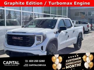 This GMC Sierra 1500 boasts a Turbocharged Gas I4 2.7L/166 engine powering this Automatic transmission. ENGINE, 2.7L TURBOMAX (310 hp [231 kW] @ 5600 rpm, 430 lb-ft of torque [583 Nm] @ 3000 rpm) Includes (KW5) 220-amp alternator.) (STD), Wireless, Apple CarPlay / Wireless Android Auto, Windows, power rear, express down (Not available on Regular Cab models.).* This GMC Sierra 1500 Features the Following Options *Windows, power front, drivers express up/down, Window, power front, passenger express down, Wi-Fi Hotspot capable (Terms and limitations apply. See onstar.ca or dealer for details.), Wheels, 17 x 8 (43.2 cm x 20.3 cm) painted steel, Silver, Wheel, 17 x 8 (43.2 cm x 20.3 cm) full-size, steel spare, USB Ports, 2, Charge/Data ports located on instrument panel, Transfer case, single speed, electronic Autotrac with push button control (4WD models only), Tires, 255/70R17 all-season, blackwall, Tire, spare 255/70R17 all-season, blackwall (Included with (QBN) 255/70R17 all-season, blackwall tires.), Tire Pressure Monitor System, auto learn includes Tire Fill Alert (does not apply to spare tire).* Stop By Today *Come in for a quick visit at Capital Chevrolet Buick GMC Inc., 13103 Lake Fraser Drive SE, Calgary, AB T2J 3H5 to claim your GMC Sierra 1500!
