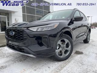 <b>Heated Seats, Navigation, Cold Weather Package, Heated Steering Wheel, Remote Engine Start!</b><br> <br> <br> <br>  In the city or in the forest, this Ford Escape is built to get you over any terrain with confidence and comfort. <br> <br>This Ford Escape was built for an active lifestyle and offers plenty of options for you to hit the road in your own individual style. Whether you need a family SUV for soccer practice, a capable adventure vehicle, or both, the versatile Ford Escape has you covered. Built for those who live on the go, the 2024 Ford Escape is made to be unstoppable.<br> <br> This agate black SUV  has a cvt transmission and is powered by a  163HP 2.5L 4 Cylinder Engine.<br> <br> Our Escapes trim level is ST-Line. This sporty ST-Line adds on aluminum wheels, body colored exterior styling and ActiveX synthetic leather seating upholstery, along with amazing standard features such as a power-operated liftgate for rear cargo access, LED headlights with automatic high beams, an 8-inch infotainment screen powered by SYNC 4 with wireless Apple CarPlay and Android Auto, FordPass Connect with 4G mobile internet hotspot access, and proximity keyless entry with push button start. Road safety features include blind spot detection, pre-collision assist with automatic emergency braking and a back-up camera, lane keeping assist, lane departure warning, and front and rear collision mitigation. Additional features include dual-zone climate control, front and rear cupholders, smart device remote engine start, and even more. This vehicle has been upgraded with the following features: Heated Seats, Navigation, Cold Weather Package, Heated Steering Wheel, Remote Engine Start, Tech Package, Lane Assist. <br><br> View the original window sticker for this vehicle with this url <b><a href=http://www.windowsticker.forddirect.com/windowsticker.pdf?vin=1FMCU9MZ9RUA29433 target=_blank>http://www.windowsticker.forddirect.com/windowsticker.pdf?vin=1FMCU9MZ9RUA29433</a></b>.<br> <br>To apply right now for financing use this link : <a href=https://www.webbsford.com/financing/ target=_blank>https://www.webbsford.com/financing/</a><br><br> <br/>    3.99% financing for 84 months. <br> Buy this vehicle now for the lowest bi-weekly payment of <b>$315.41</b> with $0 down for 84 months @ 3.99% APR O.A.C. ( taxes included, $149 documentation fee   / Total cost of borrowing $7353   ).  Incentives expire 2024-04-30.  See dealer for details. <br> <br>Webbs Ford is located at 4118 - 51st Street in beautiful Vermilion, AB. <br/>We offer superior sales and service for our valued customers and are committed to serving our friends and clients with the best services possible. If you are looking to set up a test drive in one of our new Fords or looking to inquire about financing options, please call (780) 853-2841 and speak to one of our professional staff members today.   o~o