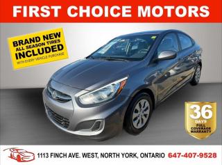 Welcome to First Choice Motors, the largest car dealership in Toronto of pre-owned cars, SUVs, and vans priced between $5000-$15,000. With an impressive inventory of over 300 vehicles in stock, we are dedicated to providing our customers with a vast selection of affordable and reliable options. <br><br>Were thrilled to offer a used 2015 Hyundai Accent GL, grey color with 222,000km (STK#7029) This vehicle was $7990 NOW ON SALE FOR $5990. It is equipped with the following features:<br>- Automatic Transmission<br>- Heated seats<br>- Bluetooth<br>- Power windows<br>- Power locks<br>- Power mirrors<br>- Air Conditioning<br><br>At First Choice Motors, we believe in providing quality vehicles that our customers can depend on. All our vehicles come with a 36-day FULL COVERAGE warranty. We also offer additional warranty options up to 5 years for our customers who want extra peace of mind.<br><br>Furthermore, all our vehicles are sold fully certified with brand new brakes rotors and pads, a fresh oil change, and brand new set of all-season tires installed & balanced. You can be confident that this car is in excellent condition and ready to hit the road.<br><br>At First Choice Motors, we believe that everyone deserves a chance to own a reliable and affordable vehicle. Thats why we offer financing options with low interest rates starting at 7.9% O.A.C. Were proud to approve all customers, including those with bad credit, no credit, students, and even 9 socials. Our finance team is dedicated to finding the best financing option for you and making the car buying process as smooth and stress-free as possible.<br><br>Our dealership is open 7 days a week to provide you with the best customer service possible. We carry the largest selection of used vehicles for sale under $9990 in all of Ontario. We stock over 300 cars, mostly Hyundai, Chevrolet, Mazda, Honda, Volkswagen, Toyota, Ford, Dodge, Kia, Mitsubishi, Acura, Lexus, and more. With our ongoing sale, you can find your dream car at a price you can afford. Come visit us today and experience why we are the best choice for your next used car purchase!<br><br>All prices exclude a $10 OMVIC fee, license plates & registration  and ONTARIO HST (13%)