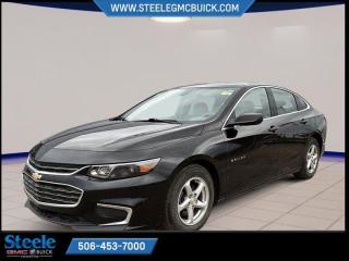New Price!Mosaic Black Metallic 2016 Chevrolet Malibu LS 1LS FWD 6-Speed Automatic 1.5L DOHCDark Atmosphere/Medium Ash Gray w/Premium Cloth Seat Trim, 16 Aluminum Wheels, 4-Wheel Disc Brakes, 6 Speakers, ABS brakes, AM/FM radio, Apple CarPlay/Android Auto, Brake assist, Bumpers: body-colour, Compass, Driver door bin, Driver vanity mirror, Dual front impact airbags, Dual front side impact airbags, Electronic Stability Control, Emergency communication system, Four wheel independent suspension, Front anti-roll bar, Front Bucket Seats, Front reading lights, Illuminated entry, Knee airbag, Low tire pressure warning, Occupant sensing airbag, Outside temperature display, Overhead airbag, Overhead console, Panic alarm, Passenger door bin, Power steering, Power windows, Premium audio system: Chevrolet MyLink, Premium Cloth Seat Trim, Radio: AM/FM Chevrolet MyLink w/7 Touch-Screen, Rear anti-roll bar, Rear side impact airbag, Rear window defroster, Security system, Speed control, Split folding rear seat, Steering wheel mounted audio controls, Tachometer, Telescoping steering wheel, Tilt steering wheel, Traction control, Trip computer.Certification Program Details: 80 Point Inspection Fresh Oil Change Full Vehicle Detail Full tank of Gas 2 Years Fresh MVI Brake through InspectionSteele GMC Buick Fredericton offers the full selection of GMC Trucks including the Canyon, Sierra 1500, Sierra 2500HD & Sierra 3500HD in addition to our other new GMC and new Buick sedans and SUVs. Our Finance Department at Steele GMC Buick are well-versed in dealing with every type of credit situation, including past bankruptcy, so all customers can have confidence when shopping with us!Steele Auto Group is the most diversified group of automobile dealerships in Atlantic Canada, with 47 dealerships selling 27 brands and an employee base of well over 2300.Awards:* IIHS Canada Top Safety Pick+ with optional front crash preventionReviews:* Malibu is rated highly for a premium feel to its ride and handling, solid ride comfort, a quiet cabin, easy-to-use technology, and many useful touches that owners enjoy on the daily. The up-level stereo system and peaceful highway ride are commonly praised attributes of this machine. Source: autoTRADER.ca