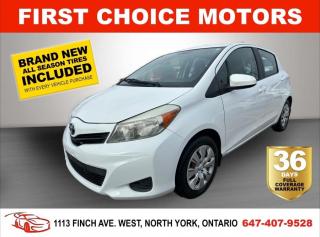 Welcome to First Choice Motors, the largest car dealership in Toronto of pre-owned cars, SUVs, and vans priced between $5000-$15,000. With an impressive inventory of over 300 vehicles in stock, we are dedicated to providing our customers with a vast selection of affordable and reliable options. <br><br>Were thrilled to offer a used 2014 Toyota Yaris LE, white color with 364,000km (STK#7049) This vehicle was $6990 NOW ON SALE FOR $5990. It is equipped with the following features:<br>- Automatic Transmission<br>- Power windows<br>- Power locks<br>- Power mirrors<br>- Air Conditioning<br><br>At First Choice Motors, we believe in providing quality vehicles that our customers can depend on. All our vehicles come with a 36-day FULL COVERAGE warranty. We also offer additional warranty options up to 5 years for our customers who want extra peace of mind.<br><br>Furthermore, all our vehicles are sold fully certified with brand new brakes rotors and pads, a fresh oil change, and brand new set of all-season tires installed & balanced. You can be confident that this car is in excellent condition and ready to hit the road.<br><br>At First Choice Motors, we believe that everyone deserves a chance to own a reliable and affordable vehicle. Thats why we offer financing options with low interest rates starting at 7.9% O.A.C. Were proud to approve all customers, including those with bad credit, no credit, students, and even 9 socials. Our finance team is dedicated to finding the best financing option for you and making the car buying process as smooth and stress-free as possible.<br><br>Our dealership is open 7 days a week to provide you with the best customer service possible. We carry the largest selection of used vehicles for sale under $9990 in all of Ontario. We stock over 300 cars, mostly Hyundai, Chevrolet, Mazda, Honda, Volkswagen, Toyota, Ford, Dodge, Kia, Mitsubishi, Acura, Lexus, and more. With our ongoing sale, you can find your dream car at a price you can afford. Come visit us today and experience why we are the best choice for your next used car purchase!<br><br>All prices exclude a $10 OMVIC fee, license plates & registration  and ONTARIO HST (13%)