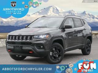 <br> <br>  Elevate your driving experience with this 2024 Jeep Compass, with advanced tech and a slew of great standard features. <br> <br>Keeping with quintessential Jeep engineering, this 2024 Compass sports a striking exterior design, with an extremely refined interior, loaded with the latest and greatest safety, infotainment and convenience technology. This SUV also has the off-road prowess to booth, with rugged build quality and great reliability to ensure that you get to your destination and back, as many times as you want. <br> <br> This granite crystal metallic SUV  has a 8 speed automatic transmission and is powered by a  200HP 2.0L 4 Cylinder Engine.<br> <br> Our Compasss trim level is Trailhawk. This rugged Compass Trailhawk comes prepped with a comprehensive off-road package that includes beefy suspension, 4 skid plates for undercarriage protection and black aluminum wheels with a full-size under-cargo mounted spare, along with front fog lamps, LED headlights with automatic high beams and cornering function, roof rack rails, and front and rear bumper tow hooks. The standard features continue with heated and power-adjustable front seats with driver lumbar support, a heated steering wheel, cloth/leather seating upholstery, remote engine start, proximity keyless entry, dual-zone front automatic air conditioning, and a 10.1-inch infotainment screen with Apple CarPlay and Android Auto. Safety features also include blind spot detection, forward collision warning with active braking and rear cross-path detection, lane keeping assist with lane departure warning, rear parking sensors, and a rearview camera. This vehicle has been upgraded with the following features: Sunroof,  Premium Sound Group, Leather Seats. <br><br> View the original window sticker for this vehicle with this url <b><a href=http://www.chrysler.com/hostd/windowsticker/getWindowStickerPdf.do?vin=3C4NJDDN3RT594468 target=_blank>http://www.chrysler.com/hostd/windowsticker/getWindowStickerPdf.do?vin=3C4NJDDN3RT594468</a></b>.<br> <br/> Total  cash rebate of $2514 is reflected in the price. Credit includes up to 5% MSRP.  6.49% financing for 96 months. <br> Buy this vehicle now for the lowest weekly payment of <b>$164.98</b> with $0 down for 96 months @ 6.49% APR O.A.C. ( taxes included, Plus applicable fees   ).  Incentives expire 2024-04-30.  See dealer for details. <br> <br>Abbotsford Chrysler, Dodge, Jeep, Ram LTD joined the family-owned Trotman Auto Group LTD in 2010. We are a BBB accredited pre-owned auto dealership.<br><br>Come take this vehicle for a test drive today and see for yourself why we are the dealership with the #1 customer satisfaction in the Fraser Valley.<br><br>Serving the Fraser Valley and our friends in Surrey, Langley and surrounding Lower Mainland areas. Abbotsford Chrysler, Dodge, Jeep, Ram LTD carry premium used cars, competitively priced for todays market. If you don not find what you are looking for in our inventory, just ask, and we will do our best to fulfill your needs. Drive down to the Abbotsford Auto Mall or view our inventory at https://www.abbotsfordchrysler.com/used/.<br><br>*All Sales are subject to Taxes and Fees. The second key, floor mats, and owners manual may not be available on all pre-owned vehicles.Documentation Fee $699.00, Fuel Surcharge: $179.00 (electric vehicles excluded), Finance Placement Fee: $500.00 (if applicable)<br> Come by and check out our fleet of 80+ used cars and trucks and 140+ new cars and trucks for sale in Abbotsford.  o~o