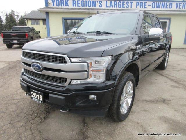 2019 Ford F-150 LOADED PLATINUM-EDITION 5 PASSENGER 3.5L - ECO-BOOST.. 4X4.. CREW-CAB.. SHORTY.. NAVIGATION.. LEATHER.. HEATED/AC SEATS.. POWER SUNROOF & PEDALS..