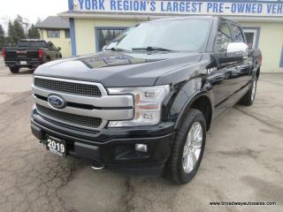 Used 2019 Ford F-150 LOADED PLATINUM-EDITION 5 PASSENGER 3.5L - ECO-BOOST.. 4X4.. CREW-CAB.. SHORTY.. NAVIGATION.. LEATHER.. HEATED/AC SEATS.. POWER SUNROOF & PEDALS.. for sale in Bradford, ON