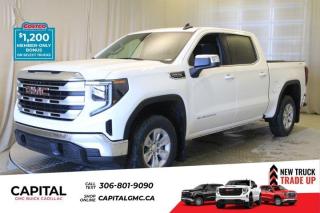 This 2024 GMC Sierra 1500 in Summit White is equipped with 4WD and Gas V8 5.3L/325 engine.The Next Generation Sierra redefines what it means to drive a pickup. The redesigned for 2019 Sierra 1500 boasts all-new proportions with a larger cargo box and cabin. It also shaves weight over the 2018 model through the use of a lighter boxed steel frame and extensive use of aluminum in the hood, tailgate, and doors.To help improve the hitching and towing experience, the available ProGrade Trailering System combines intelligent technologies to offer an in-vehicle Trailering App, a companion to trailering features in the myGMC app and multiple high-definition camera views.GMC has altered the pickup landscape with groundbreaking innovation that includes features such as available Rear Camera Mirror and available Multicolour Heads-Up Display that puts key vehicle information low on the windshield. Innovative safety features such as HD Surround Vision and Lane Change Alert with Side Blind Zone alert will also help you feel confident and in control in the Next Generation Seirra.Key features of the Sierra SLE and SLT include: Available GMC MultiPro Tailgate, Available Premium heated leather-appointed driver and front passenger seating, High -intensity LED headlamps, and Available ProGrade Trailering System.Check out this vehicles pictures, features, options and specs, and let us know if you have any questions. Helping find the perfect vehicle FOR YOU is our only priority.P.S...Sometimes texting is easier. Text (or call) 306-988-7738 for fast answers at your fingertips!Dealer License #914248Disclaimer: All prices are plus taxes & include all cash credits & loyalties. See dealer for Details.