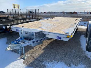 <p class=MsoNormal><span style=font-family: Segoe UI,sans-serif; color: black; mso-color-alt: windowtext; background: #EFEFEF;>101” x 20’ Stronghaul deckover trailer with stake pockets, all aluminum frame, tandem 5200 lb spring axles with brakes, 2 5/16 ball coupler, 15” Radial tires, 7 way rv style connector, junction box/break-away kit with charger, LED lighting, enclosed wiring, 5000 lb jack, 2 x 10 douglas fir/larch plank floor, 3/8” safety chains, side pull out rams rated at 2000 lbs each, 8 4000 lb D rings, rub rail, spare tire mount, aluminum wheel upgrade with matching spare, A-frame tool box.<span style=mso-spacerun: yes;>  </span>Stock # HH5108.<span style=mso-spacerun: yes;>  </span>For more info call Wilf’s Elie Ford toll free 877-360-3673. Dealer # 0521.</span></p>