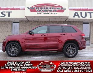 *Cash Price: $37,800. Finance Price: $36,800. (SAVE $1,000 OFF THE LISTED CASH PRICE WITH DEALER ARRANGED FINANCING! O.A.C.) Plus PST/GST. No Administration Fees!! 

WOW WHAT AN AMAZING LOOKING & PERFORMING SPORT SUV! AND BEST OF ALL IS THE PRICE!! HARD TO FIND 2019 JEEP GRAND CHEROKEE LIMITED X -  STILL LIKE NEW, EXCEPTIONALLY CLEAN WITH A PERFECT WESTERN CANADIAN HISTORY, GREAT LOOKING AND HARD TO FIND IN THIS SPORTY X PACKAGE, COMPLETELY LOADED AND TRULY AN AMAZING VEHICLE, READY TO GO!!!  GREAT COLOUR, GREAT LOOKING SPORTY SUV WITH ALL THE OPTIONS! LEATHER SEATING, PANORAMIC SUNROOF, BLIND SPOT, SPORT HOOD, DUAL EXHAUST, AND SO MUCH MORE WITH THIS LIMITED X PACKAGE! TRULY AMAZING LOOKING AND SPORTY SUV, DONT MISS OUT AS IT WONT LAST LONG AT THIS GREAT PRICE!

- 3.6L Pentastar VVT V6 with ESS with 295HP W/Auto Start/Stop
- All New 8-Speed automatic Transmission
- Quadra-Trac 2 SMART 4x4 system.
- Selec-Terrian multi function Traction Management System
- 4- Wheel Traction Control
- Power & Memory Premium Leather Heated seats (Buckets & full console)
- Heated Leather Wrapped Steering Wheel
- Huge Panoramic Glass Sunroof
- Dual Zone Auto Climate Control
- Uconnect 4c with 8.4-inch Touchscreen with 506-watt Premium Alpine audio with 9-speakers & Sub
- Apple Carplay and Android Projection
- 4G LTE Wi-fi Hotspot 
- Factory navigation 
- Key-less Enter n Go with push button start
- Factory remote starter 
- Rear Park-Sense
- Parkview Rear Back-up Camera
- Blind spot with cross path detection
- Full Limited X Sport Package includes:
- Sport performance Hood
- Dual Dark Chrome tipped Dual Exhaust
- Gloss Black Accents
- Gloss Black Roof Rails
- Liquid Titanium Accents
- Body Coloured Fascia with Granite Accents
- Granite and Black Grill
- Privacy Glass
- LED headlights, tail lamps and fog lights
- Power Rear liftgate
- Trailer Sway Control
- 20-inch Granite Crystal Aluminum Wheels on Brand New A/T tires! 
- Ready below for yet more info... 

WOW, WHAT A  GREAT LOOKING SPORTY GRAND CHEROKEE, HARD-TO-FIND LIMITED X PACKAGE! BEAUTIFUL SPORTY SUV WITH TONS OF OPTIONS NOT ON THE AVERAGE JEEP!! STUNNING VELVET RED PEARL ON BLACK LEATHER INTERIOR SETS THIS GRAND CHEROKEE ABOVE THE REST!! This 2019 Jeep Grand Cherokee Limited X is loaded with options and is stunning! This Jeep has the proven Fuel efficient 3.6L Pentastar VVT V6 with ESS with 295HP and 260TQ W/Auto Start/Stop mated to the new 8-Speed Torque flite Automatic Transmission with Sport mode, Full panoramic sunroof, Navigation, heated seats and wheel, full Premium 506 Watt 9-Speaker Alpine system with a factory Subwoofer, means not only does this Jeep Look Great but you can cruise in style, comfort and enjoy a short cruise or a drive across the country and enjoy your favorite music with this great sound system. This Jeep has all the regular Jeep features such as Quadra-Trac2 4x4 System, Selec-Terrian Traction Management, and 4 Wheel Traction control, but with the Limited X package it brings in the Sporty and sleek looking trim and accents, Sport Hood, Dual Exhaust, 20-inch Granite Crystal Wheels WITH Brand New A/T tires, and so much more! This is one loaded and amazing looking SUV! Come and see it if you are in the market for a Mid-Size SUV as you will be happy you did!!  

Comes with a fresh Manitoba safety certification, a Clean No Accident Western Canadian  CARFAX History, The balance of the Jeep Canada factory warranty  and we have many unlimited Km warranty options available to choose from. What a Great find!! ON SALE NOW (HUGE VALUE AND GREAT SAVINGS OVER THE CLOSE TO $75,000 NEW PRICE TAG TO REPLACE TODAY!!!) Zero down financing available OAC. Please see dealer for details. Trades accepted. View at Winnipeg West Automotive Group, 5195 Portage Ave. Dealer permit # 4365, Call now 1 (888) 601-3023