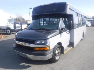 2016 Chevrolet Express G4500  With Wheelchair Accessibility,(1 driver 20 passenger) 6.0L V8 OHV 16V FFV GAS engine, 8 cylinders, automatic, RWD, air conditioning, AM/FM radio, grey exterior, (Estimated measurements: 27 feet overall length, 9 feet 8 inches overall height, 6 feet 3 inches inside height, 17 feet from back of driver seat to back of the bus. All measurements are considered to be accurate but are not guaranteed.) This listing is a former British Columbia municipality bus, the next purchaser of this will be the second owner, Certificate and Decal valid until August 2024 $16,470.00 plus $375 processing fee, $16,845.00 total payment obligation before taxes.  Listing report, warranty, contract commitment cancellation fee, financing available on approved credit (some limitations and exceptions may apply). All above specifications and information is considered to be accurate but is not guaranteed and no opinion or advice is given as to whether this item should be purchased. We do not allow test drives due to theft, fraud and acts of vandalism. Instead we provide the following benefits: Complimentary Warranty (with options to extend), Limited Money Back Satisfaction Guarantee on Fully Completed Contracts, Contract Commitment Cancellation, and an Open-Ended Sell-Back Option. Ask seller for details or call 604-522-REPO(7376) to confirm listing availability.